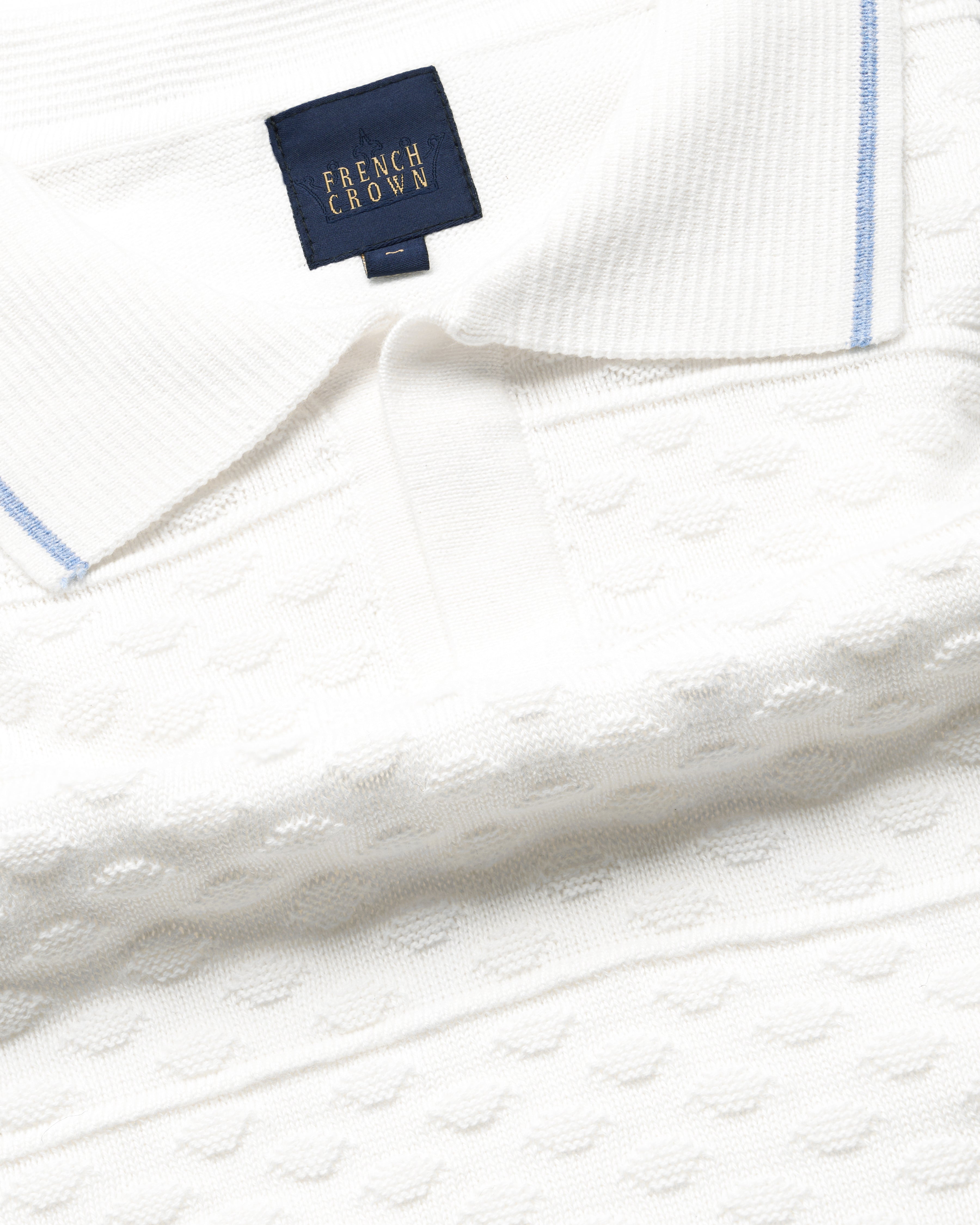 Bright White Jacquard Textured Flat-Knit Premium Cotton Polo TS873-S, TS873-M, TS873-L, TS873-XL, TS873-XXL