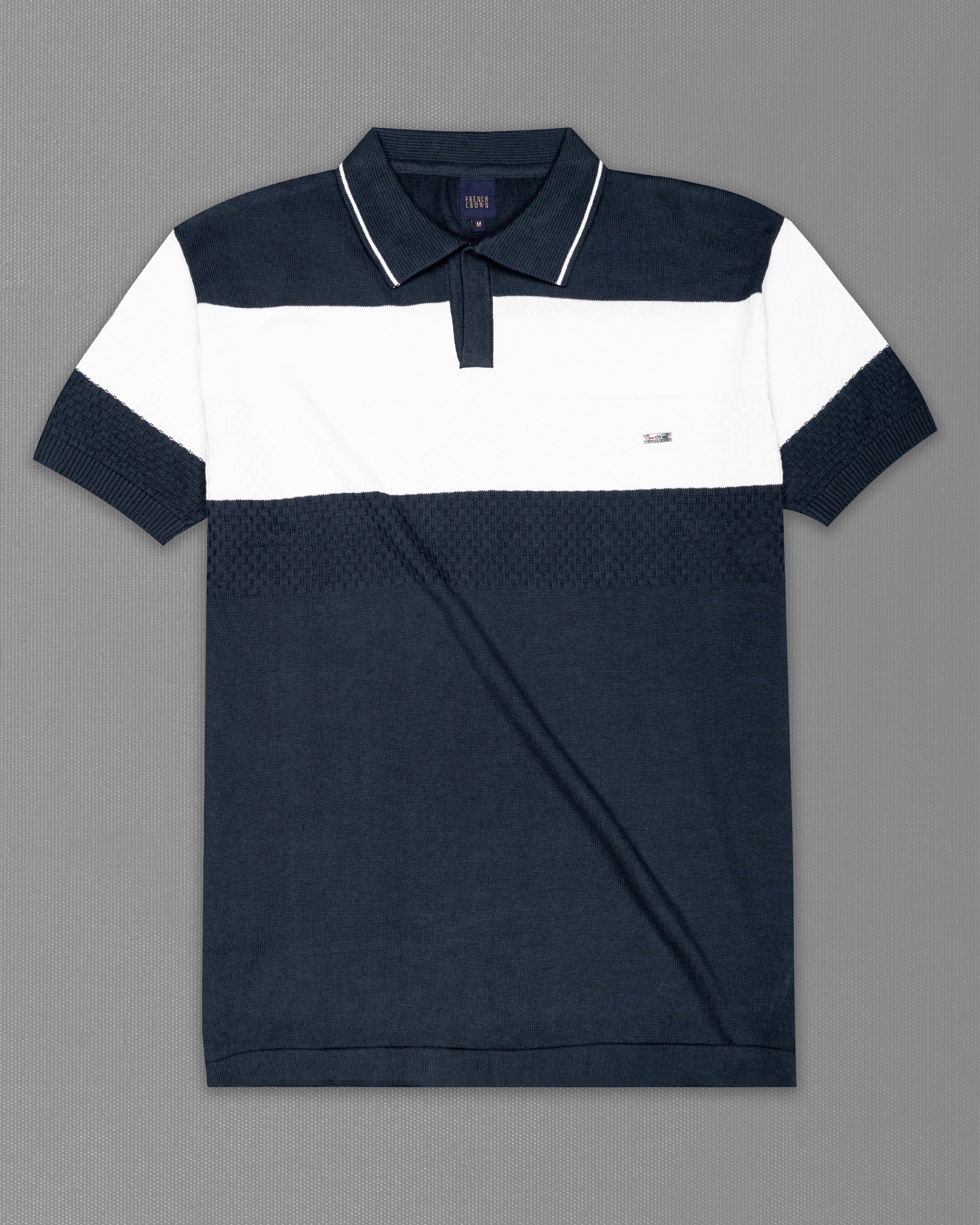 Shark Blue and White Half Sleeves Super Soft Premium Polo Neck