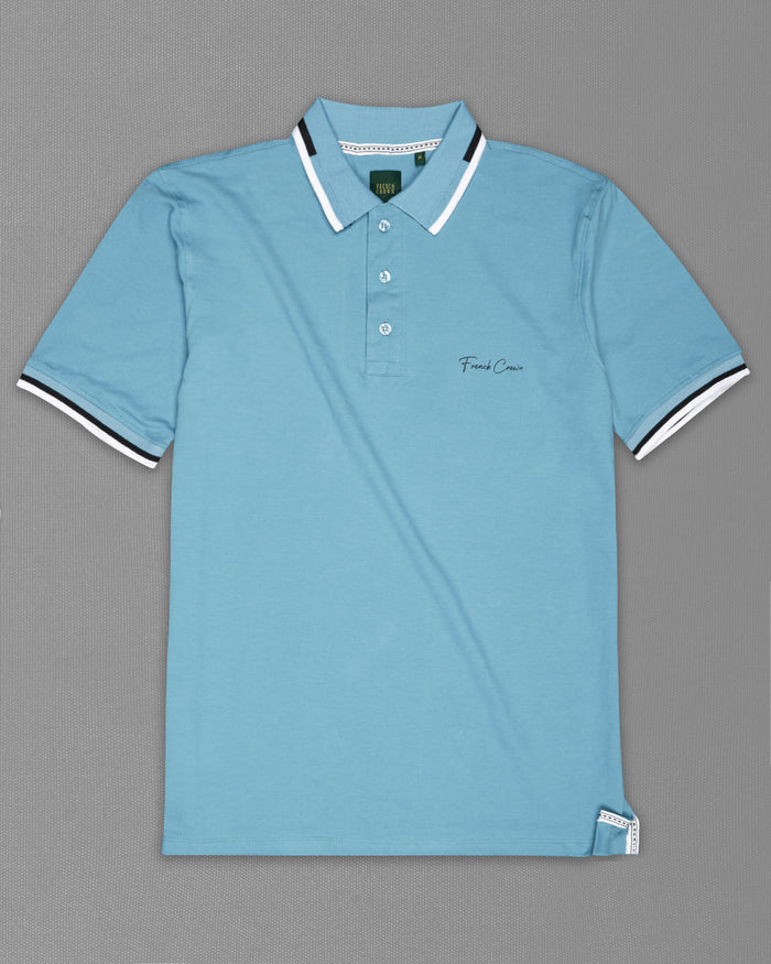 GLACIER BLUE MERCERISED PIQUE POLO
