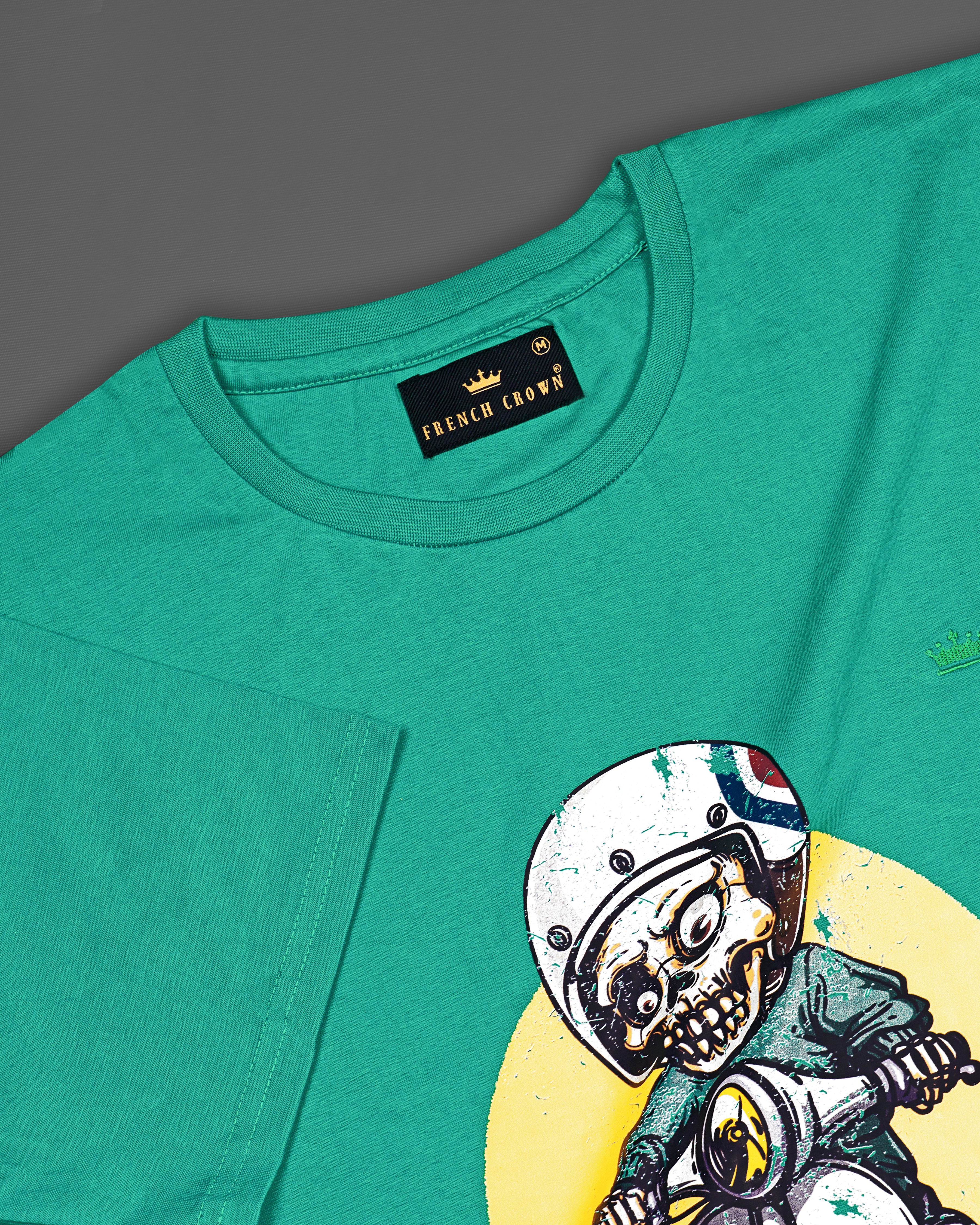 Jade Green Digital Printed Organic Cotton T-shirt TS074-W01-S, TS074-W01-M, TS074-W01-L, TS074-W01-XL, TS074-W01-XXL