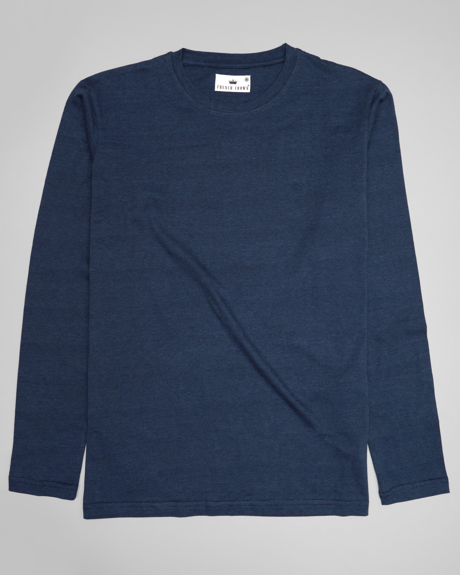 Royal Blue Pinstriped Full-Sleeve Super soft Premium Cotton Jersey T-shirt