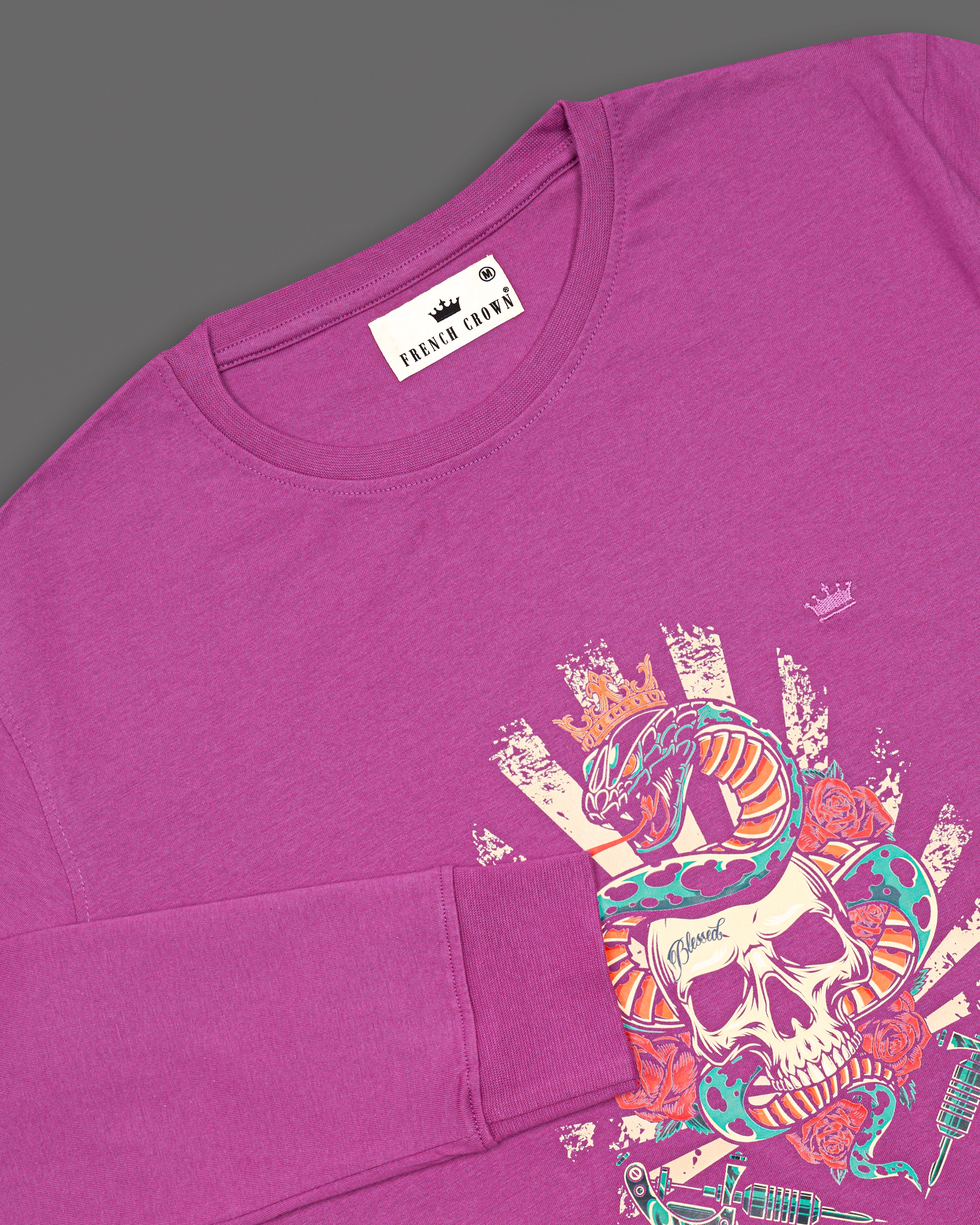 Bashful Pink Rubber Printed Super Soft Organic Cotton Sweatshirt TS166-W01-S, TS166-W01-M, TS166-W01-L, TS166-W01-XL, TS166-W01-XXL