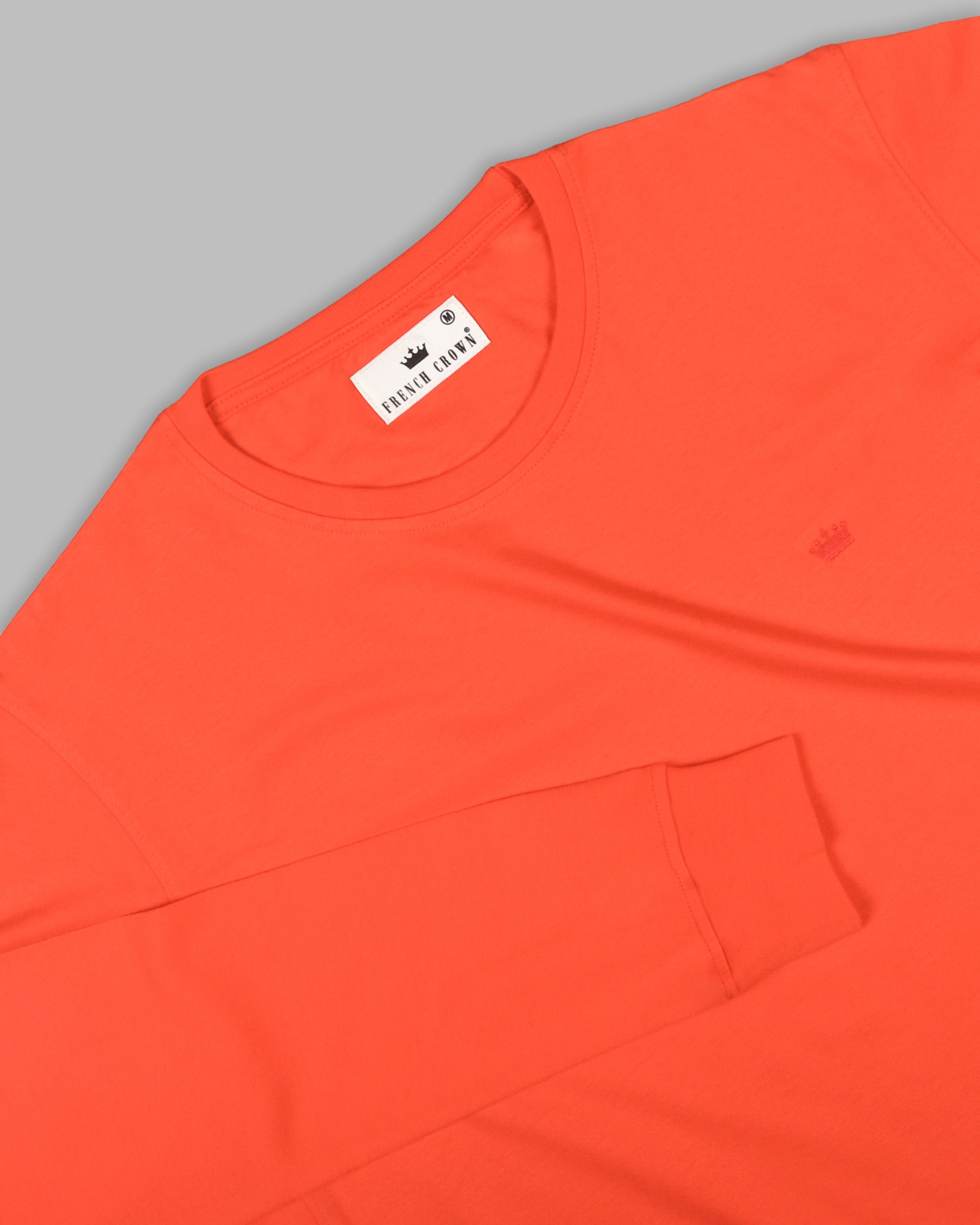 Fluorescent orange Super Soft Premium Cotton Full Sleeve Organic Cotton Brushed Sweatshirt TS167-S, TS167-M, TS167-L, TS167-XL, TS167-XXL