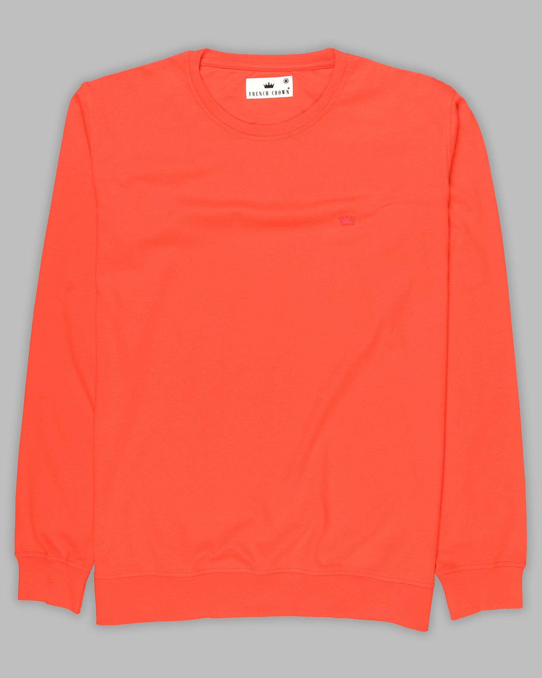 Fluorescent orange Super Soft Premium Cotton Full Sleeve Organic Cotton Brushed Sweatshirt TS167-S, TS167-M, TS167-L, TS167-XL, TS167-XXL