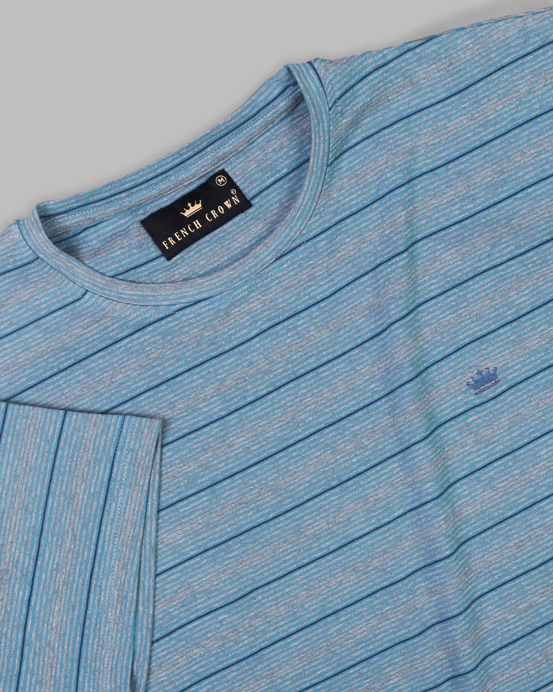 Horizon Blue Striped Super Soft Premium Cotton T-Shirt TS258-S, TS258-XL, TS258-L, TS258-XXL, TS258-M