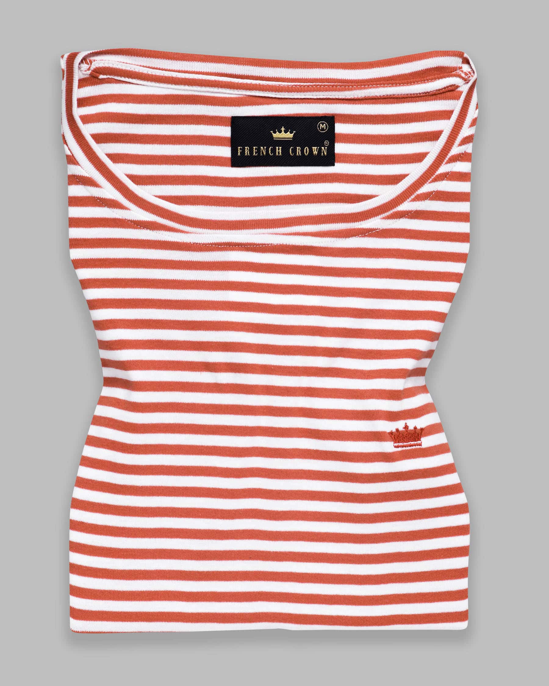 Crail Rust Striped Super Soft Interlock Organic Cotton T-shirt