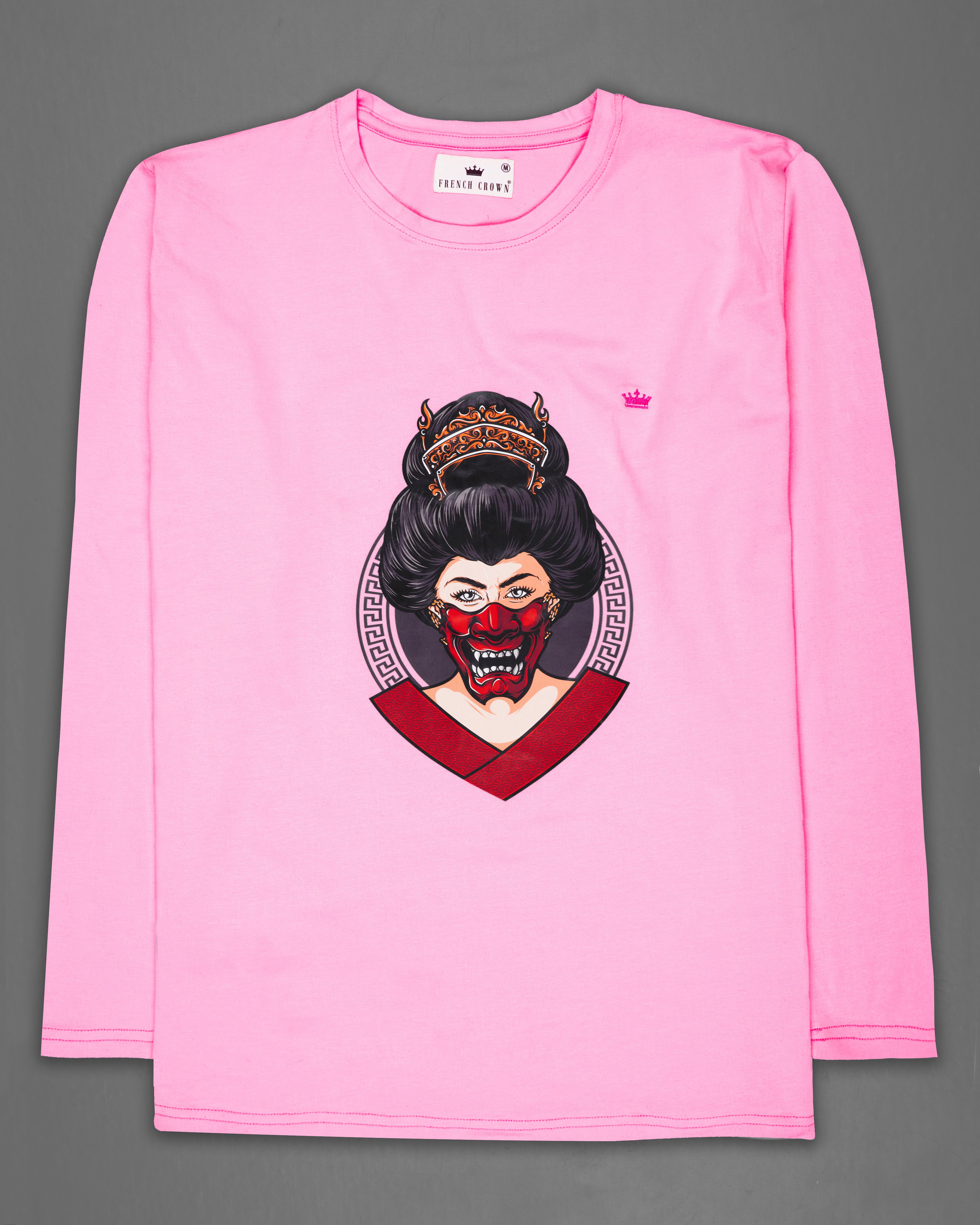 Oyster Pink Rubber Printed Premium Cotton T-Shirt TS296-W01-S, TS296-W01-M, TS296-W01-L, TS296-W01-XL, TS296-W01-XXL