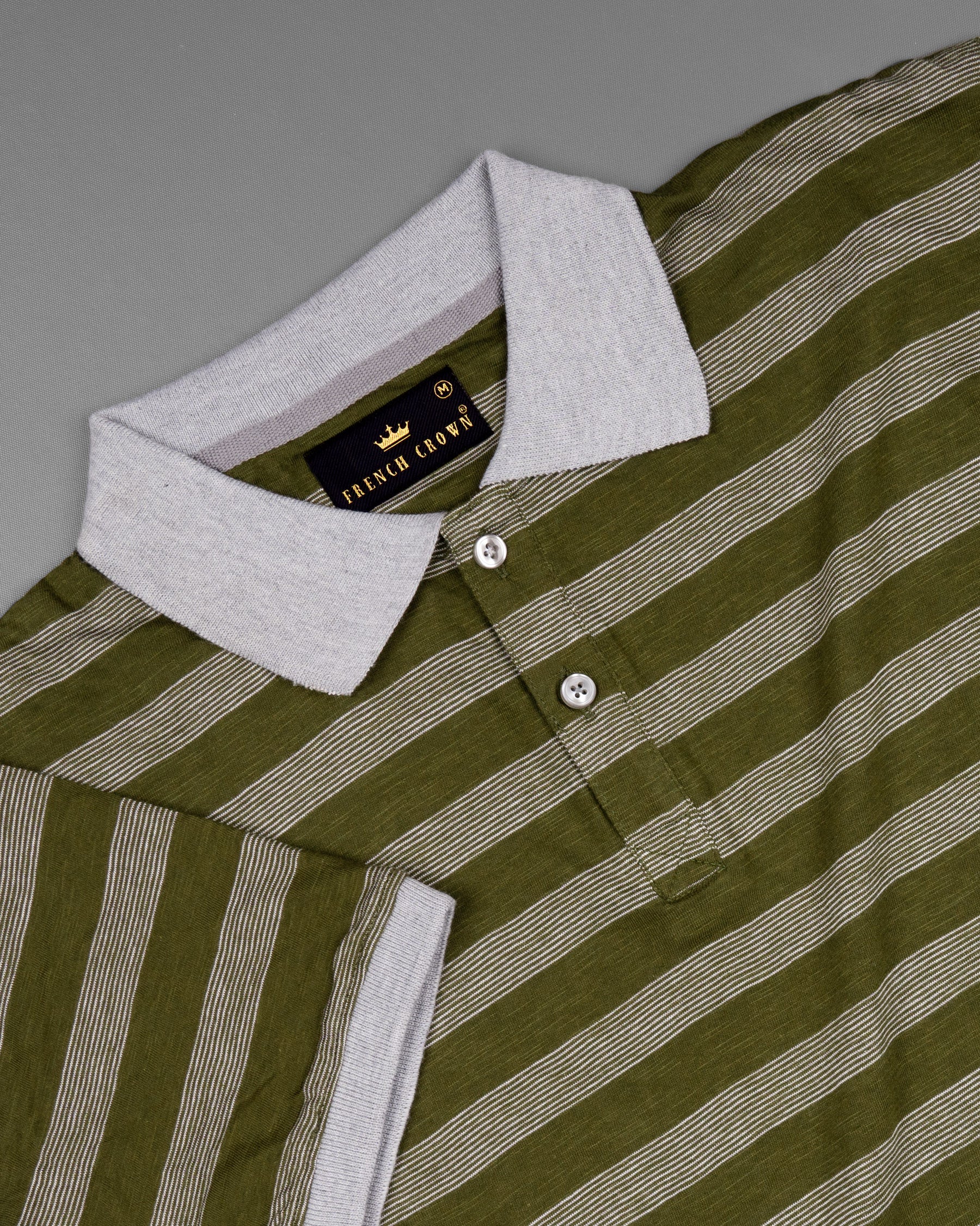 Woodland Green Pinstriped Super Soft Organic Mercerised Pique Polo TS408-S, TS408-M, TS408-L, TS408-XL, TS408-XXL