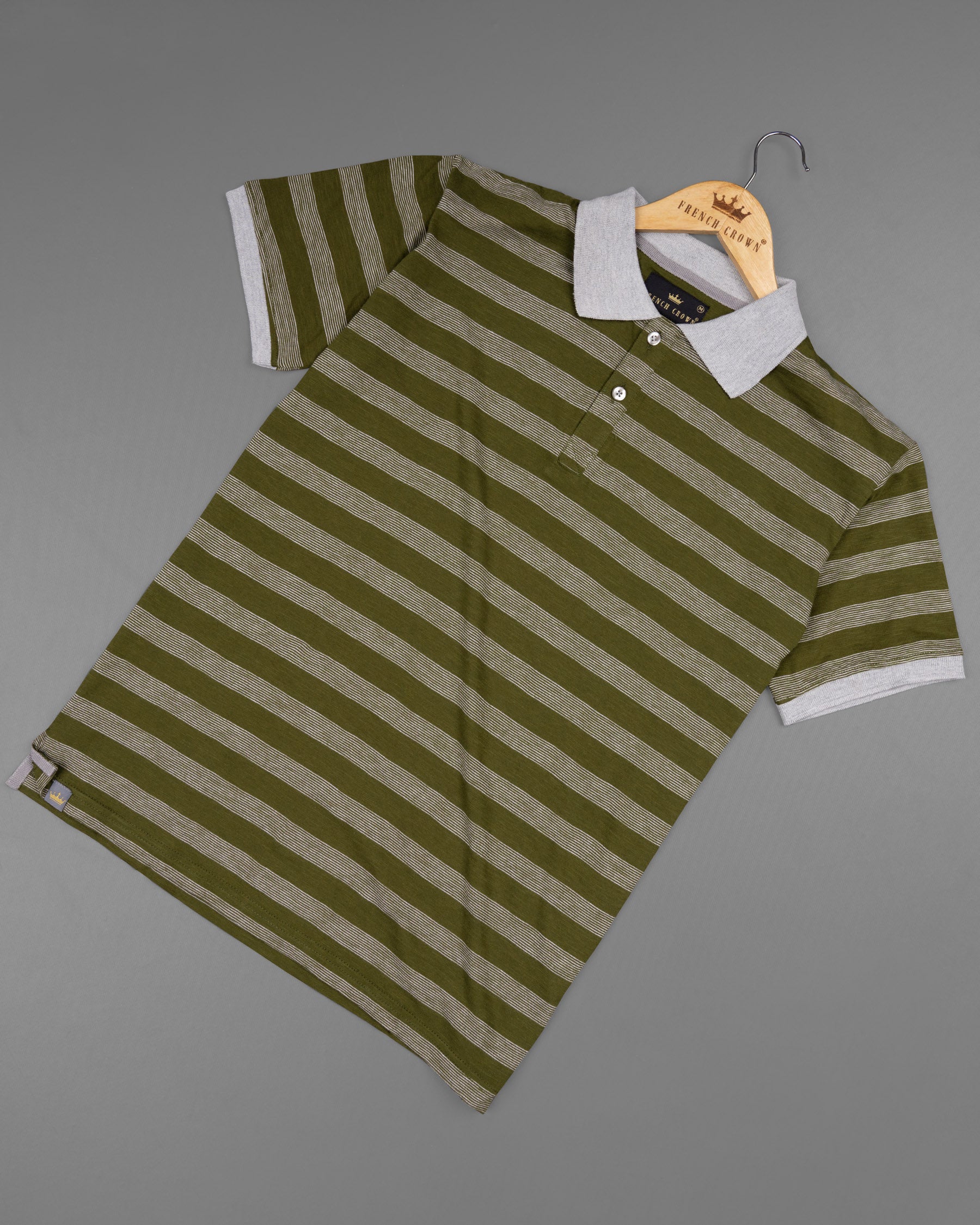 Woodland Green Pinstriped Super Soft Organic Mercerised Pique Polo TS408-S, TS408-M, TS408-L, TS408-XL, TS408-XXL