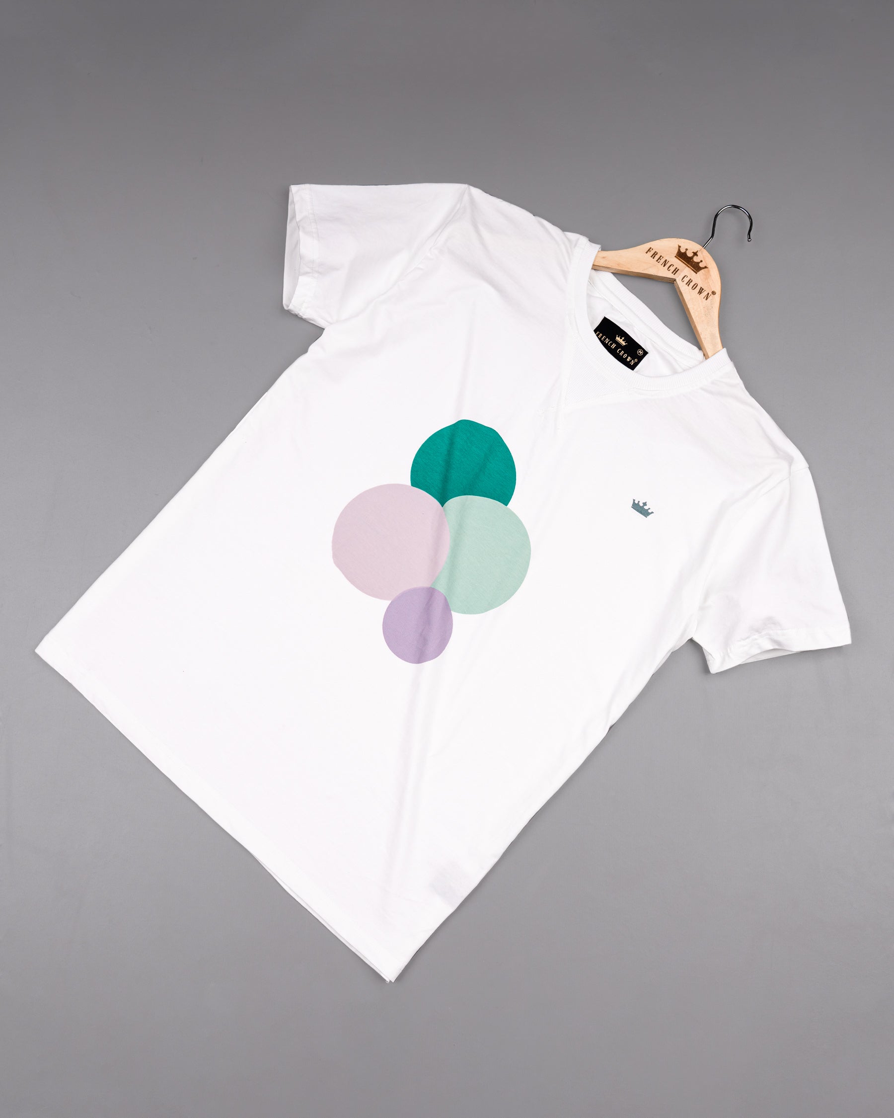 Bright White Circles Printed Super Soft Premium Cotton T-Shirt TS419-S, TS419-M, TS419-L, TS419-XL, TS419-XXL, TS419-3XL, TS419-4XL