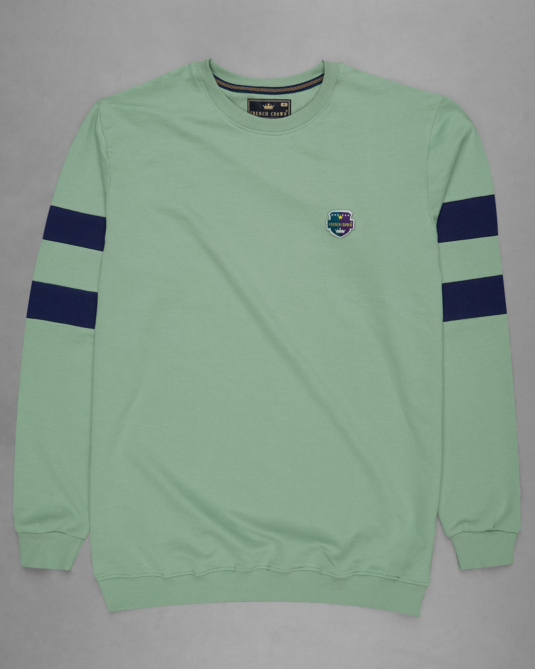 CASCADE GREEN WITH NAVY BLUE PATCH WORKED SWEATSHIRT