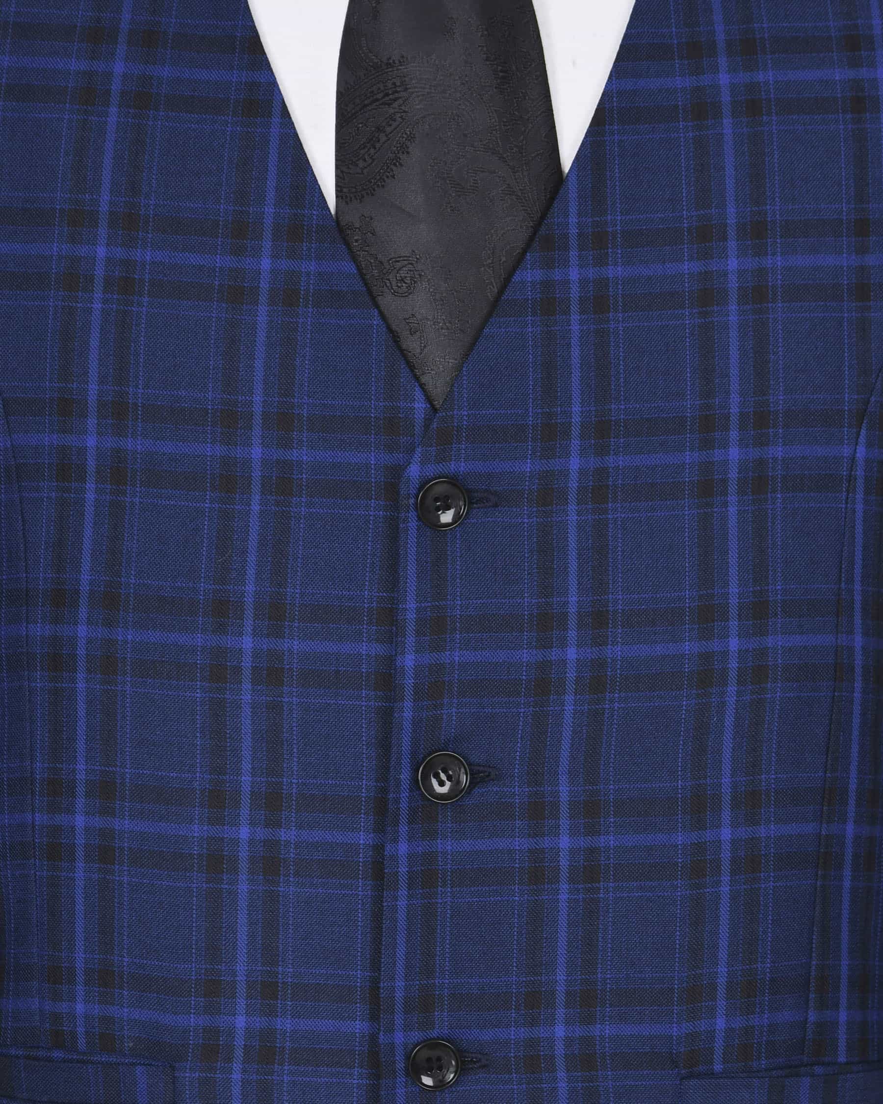 Catalina Blue with Tonal and Black Plaid Waistcoat