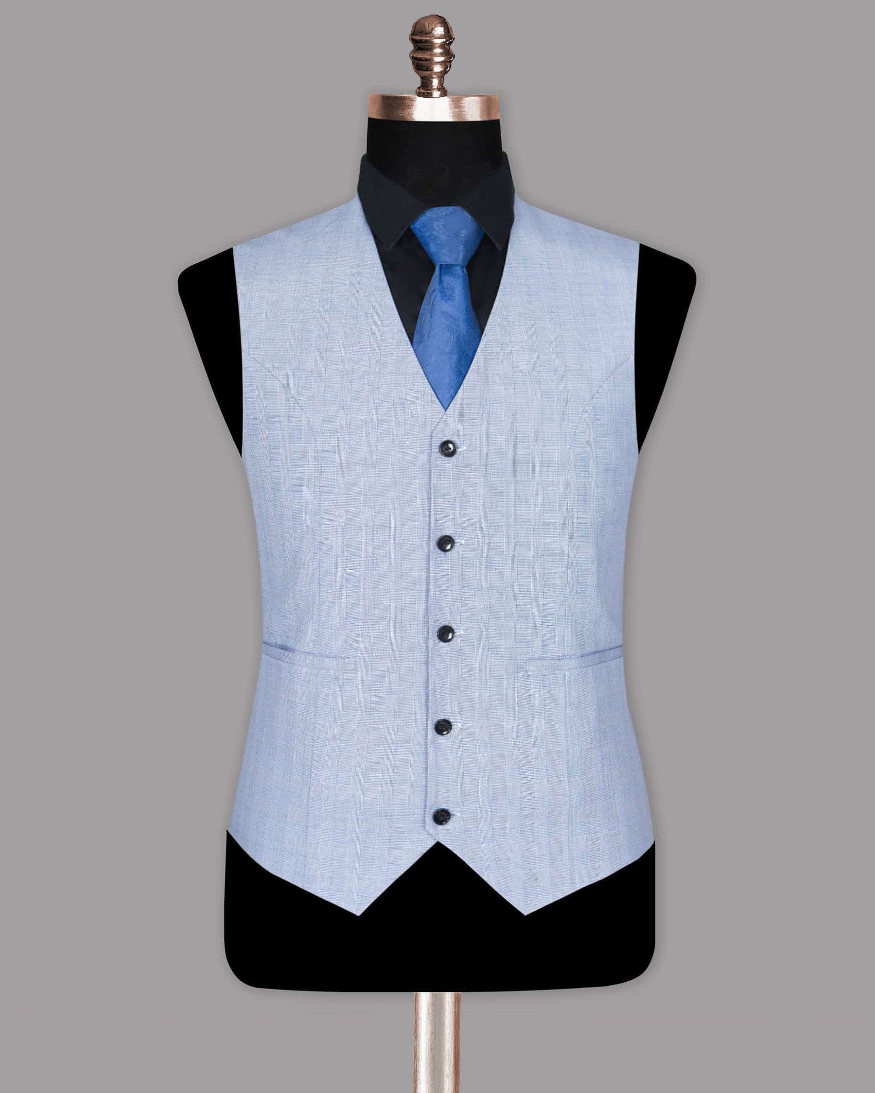 Casper Sky Tonal Plaid  Waistcoat V1004-44, V1004-36, V1004-38, V1004-40, V1004-42, V1004-56, V1004-60, V1004-46, V1004-48, V1004-50, V1004-52, V1004-54, V1004-58