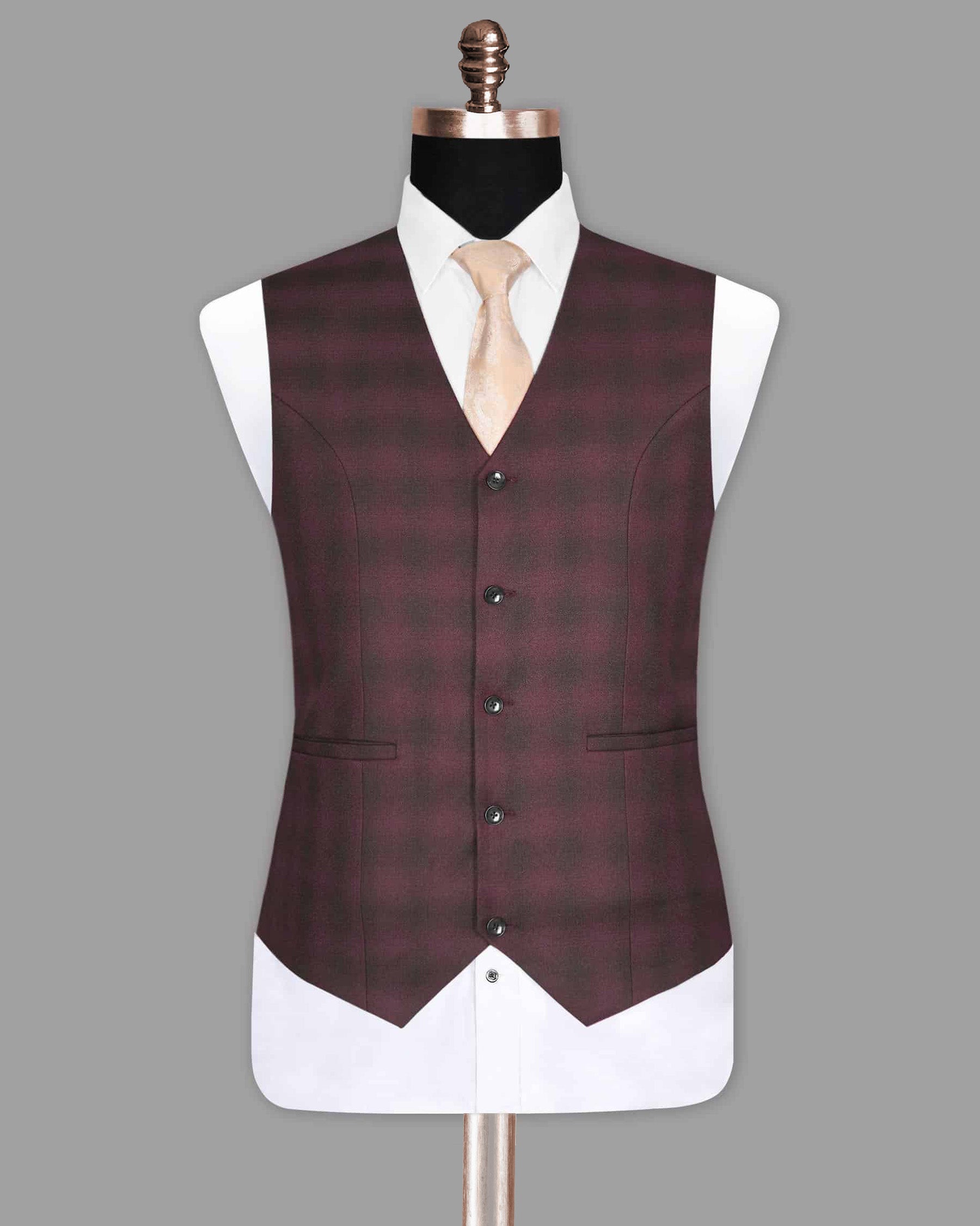 Tawny Port Maroon Plaid Waistcoat V1010-54, V1010-50, V1010-44, V1010-36, V1010-38, V1010-40, V1010-46, V1010-56, V1010-52, V1010-42, V1010-48, V1010-58, V1010-60