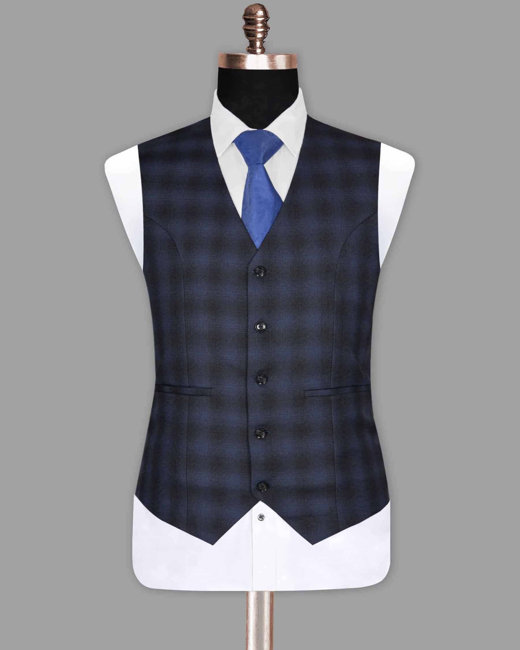 Zodiac Blue Plaid Wool Waistcoat V1014-40, V1014-42, V1014-44, V1014-46, V1014-50, V1014-52, V1014-56, V1014-36, V1014-38, V1014-48, V1014-54, V1014-58, V1014-60