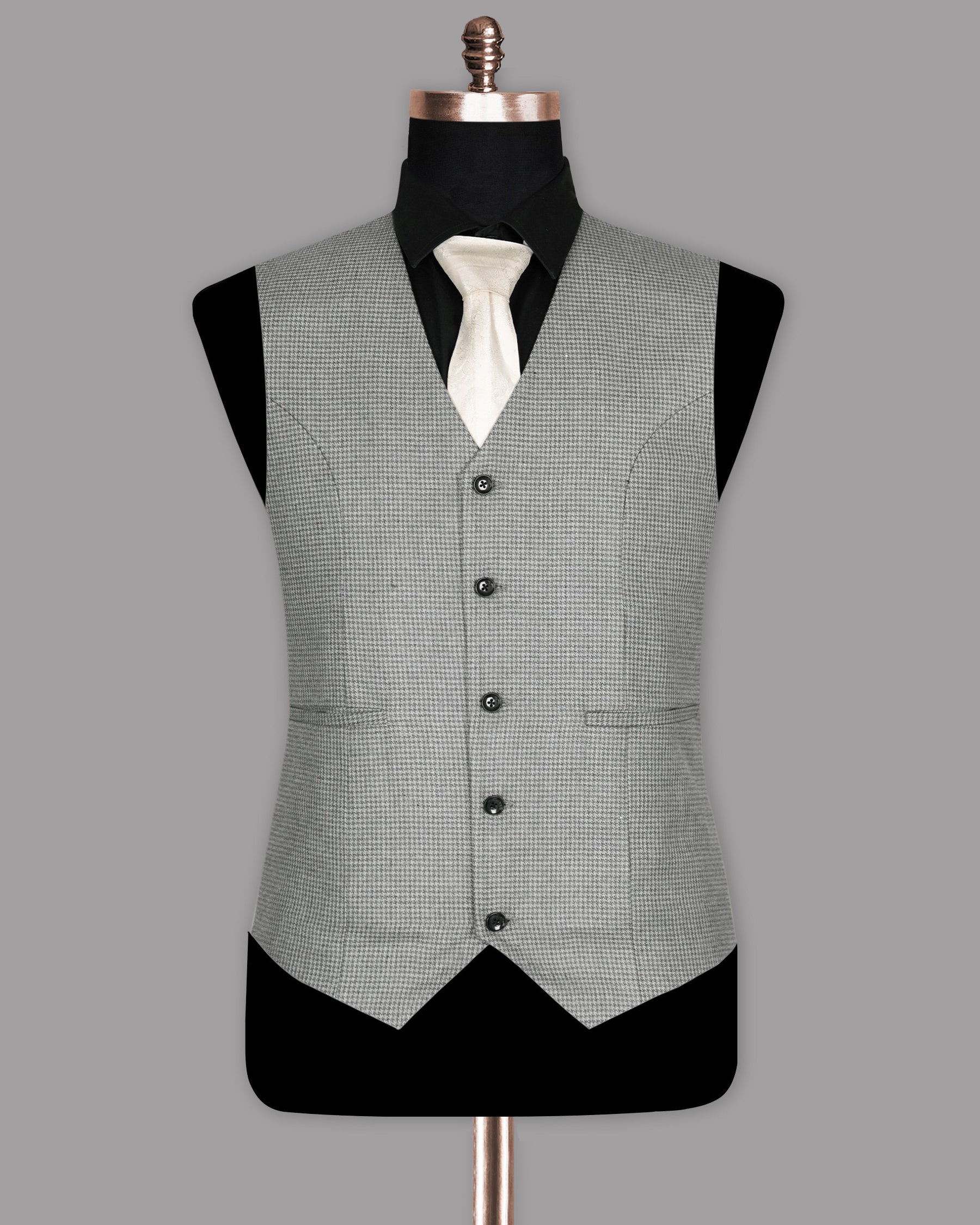 Aluminum Grey Houndstooth Sport Waistcoat V1020-54, V1020-52, V1020-58, V1020-46, V1020-56, V1020-60, V1020-36, V1020-38, V1020-42, V1020-48, V1020-40, V1020-44, V1020-50