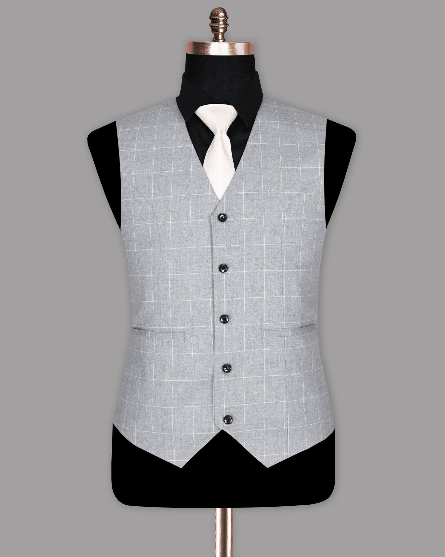 French Grey Windowpane Waistcoat V1022-60, V1022-54, V1022-56, V1022-58, V1022-36, V1022-38, V1022-40, V1022-42, V1022-44, V1022-52, V1022-48, V1022-50, V1022-46