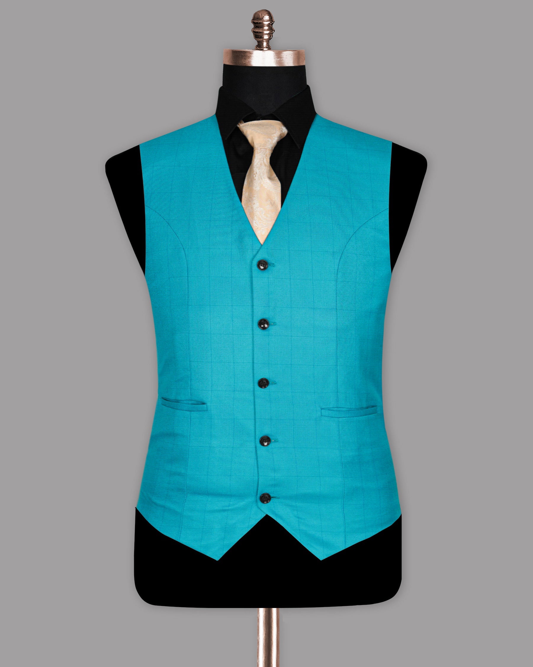 Bondi Blue Tonal Windowpane Waistcoat V1043-42, V1043-44, V1043-36, V1043-38, V1043-40, V1043-46, V1043-48, V1043-50, V1043-52, V1043-54, V1043-58, V1043-56, V1043-60