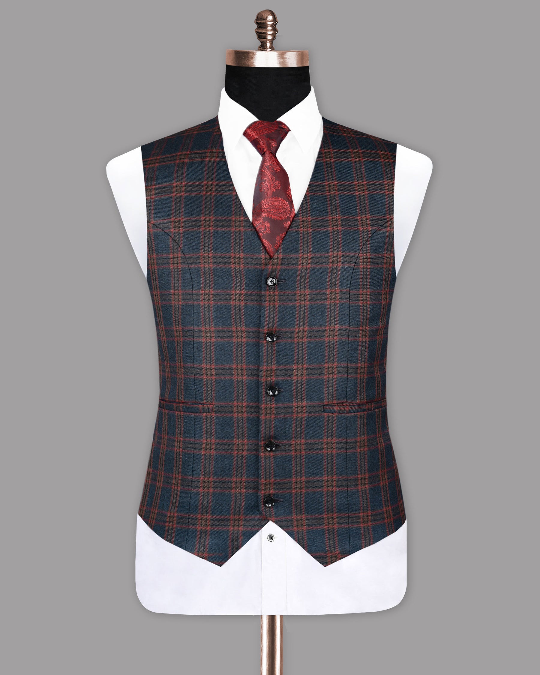 Big Blue Windowpane Checked Waistcoat V1076-50, V1076-52, V1076-54, V1076-56, V1076-58, V1076-36, V1076-38, V1076-42, V1076-40, V1076-44, V1076-46, V1076-48, V1076-60