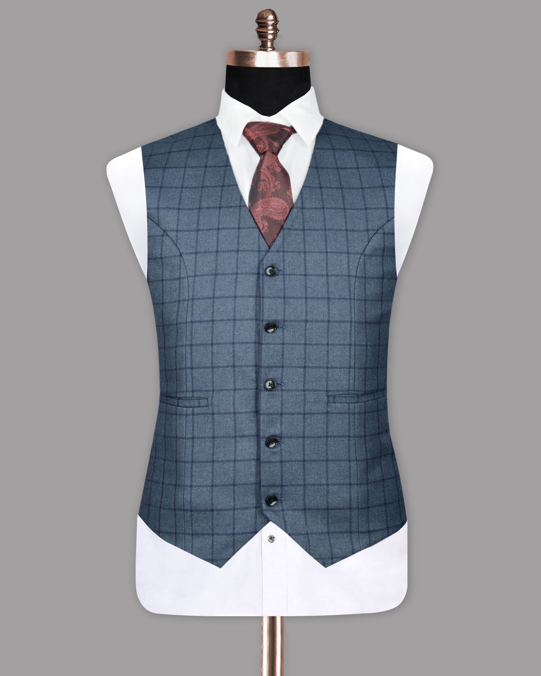 River Bed  Blue windowpane Waistcoat V1087-42, V1087-44, V1087-46, V1087-48, V1087-50, V1087-52, V1087-54, V1087-56, V1087-58, V1087-60, V1087-36, V1087-38, V1087-40