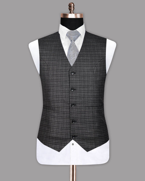 Jade Black with Charcoal checked Waistcoat V1089-36, V1089-38, V1089-40, V1089-44, V1089-46, V1089-50, V1089-52, V1089-56, V1089-60, V1089-42, V1089-48, V1089-54, V1089-58