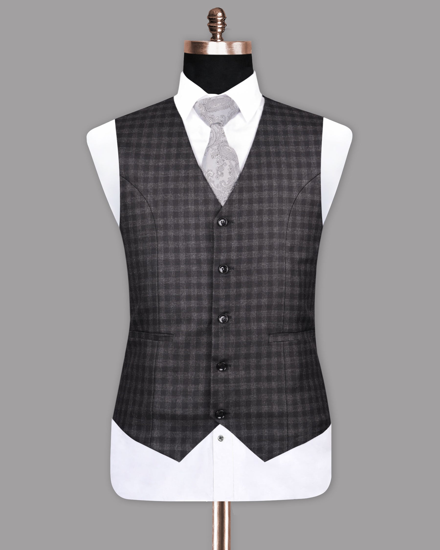 Abbey grey Tonal checked Waistcoat V1091-40, V1091-56, V1091-44, V1091-52, V1091-58, V1091-48, V1091-54, V1091-60, V1091-42, V1091-46, V1091-50, V1091-36, V1091-38