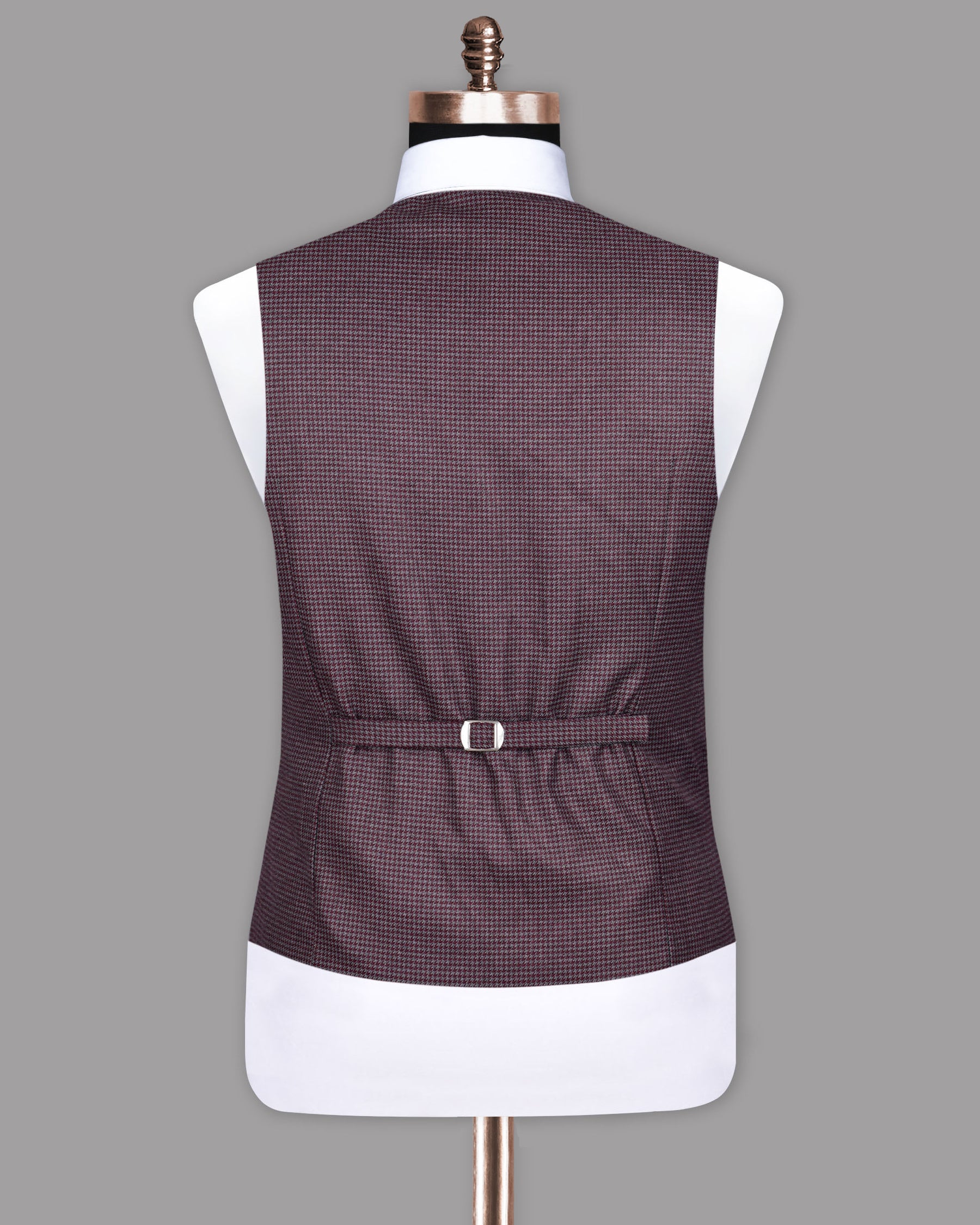 Wine Berry WoolRich Houndstooth Textured Waistcoat