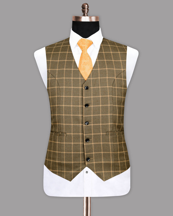 Hemlock Brown windowpane Sports Waistcoat V1100-36, V1100-38, V1100-40, V1100-42, V1100-60, V1100-44, V1100-46, V1100-48, V1100-50, V1100-52, V1100-54, V1100-56, V1100-58