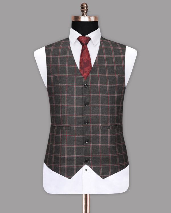 Persian Plum-Concord Wool rich Windowpane Waistcoat V1140-40, V1140-48, V1140-58, V1140-46, V1140-50, V1140-52, V1140-54, V1140-60, V1140-36, V1140-38, V1140-42, V1140-44, V1140-56