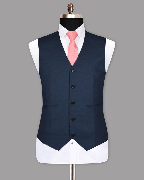 Martinique Blue Luxurious Linen Waistcoat V1148-38, V1148-42, V1148-46, V1148-48, V1148-58, V1148-36, V1148-52, V1148-40, V1148-44, V1148-60, V1148-50, V1148-54, V1148-56