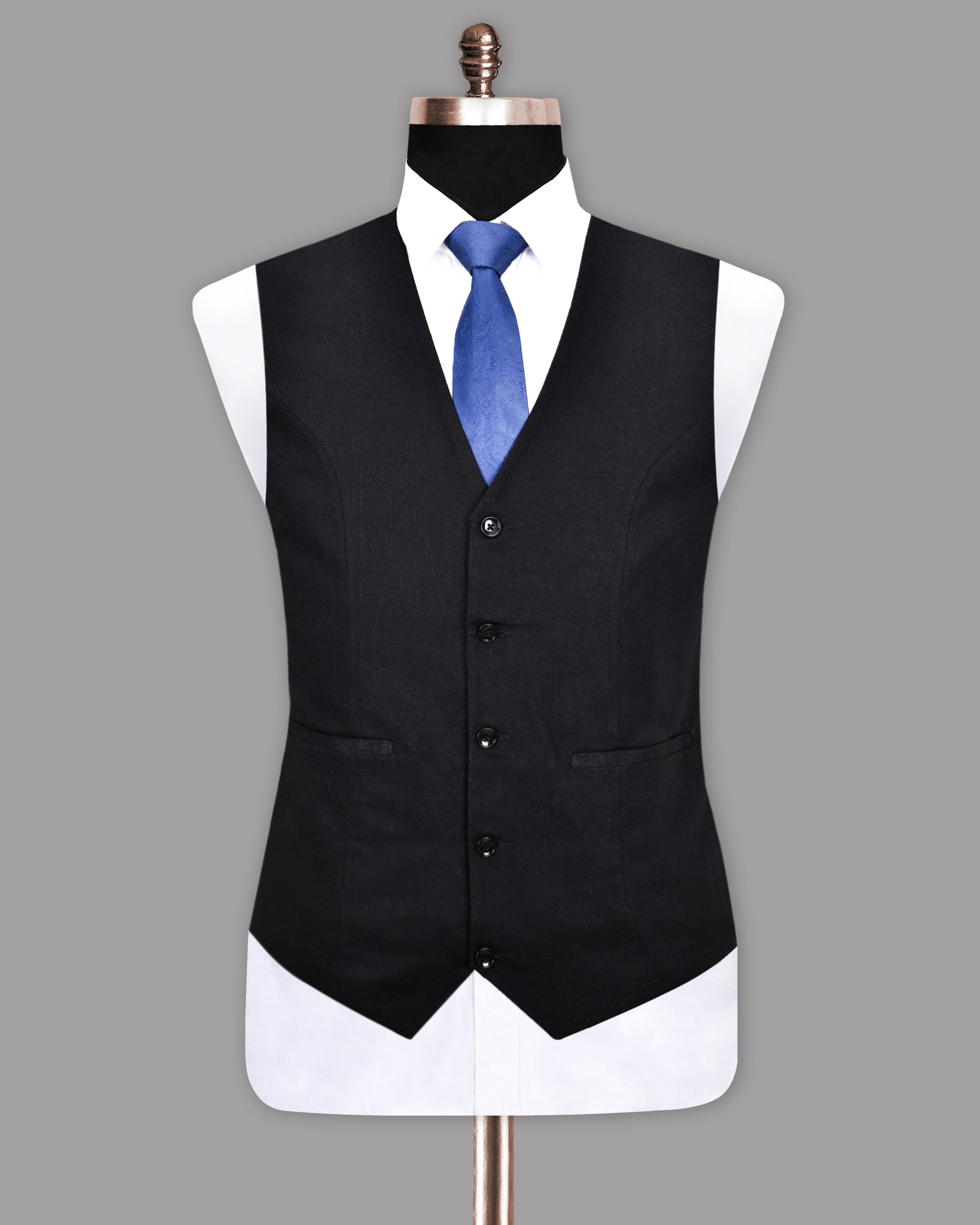 Jade Black Luxurious Linen Waistcoat V1171-36, V1171-38, V1171-44, V1171-40, V1171-42, V1171-46, V1171-48, V1171-50, V1171-52, V1171-54, V1171-56, V1171-58, V1171-60