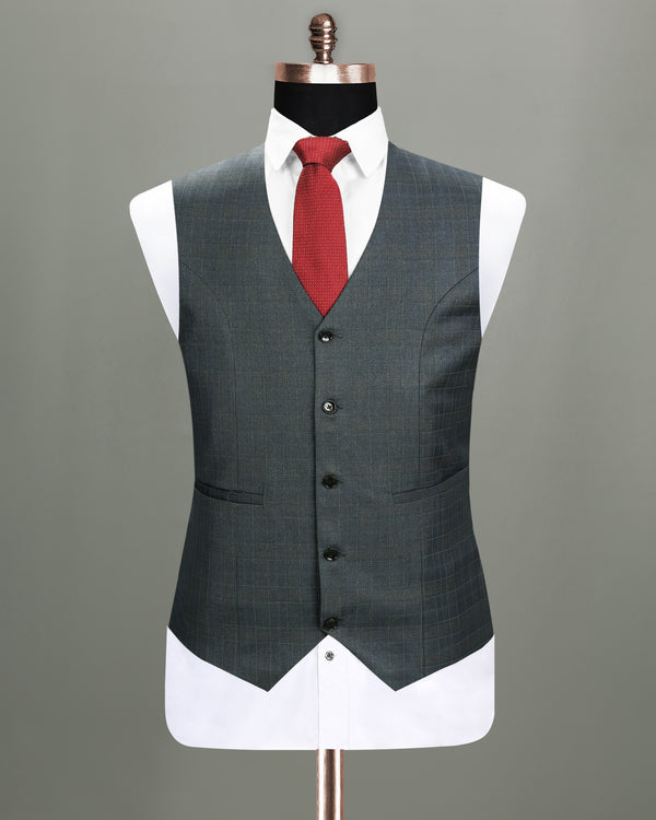 Cape Cod Grey Wool Rich Windowpane Waistcoat V1190-36, V1190-38, V1190-40, V1190-42, V1190-44, V1190-46, V1190-48, V1190-50, V1190-52, V1190-54, V1190-56, V1190-58, V1190-60