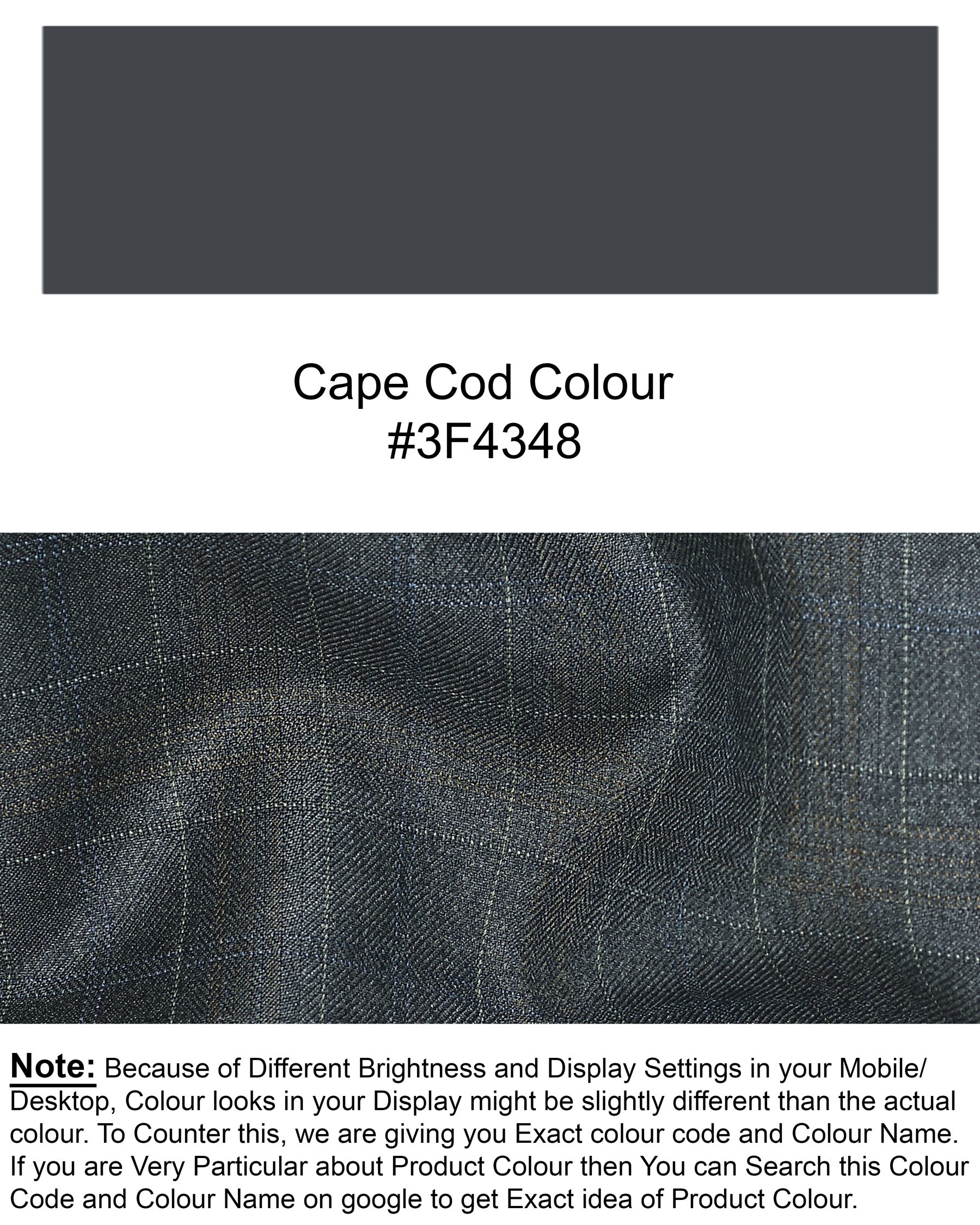 Cape Cod Grey Wool Rich Windowpane Waistcoat V1190-36, V1190-38, V1190-40, V1190-42, V1190-44, V1190-46, V1190-48, V1190-50, V1190-52, V1190-54, V1190-56, V1190-58, V1190-60