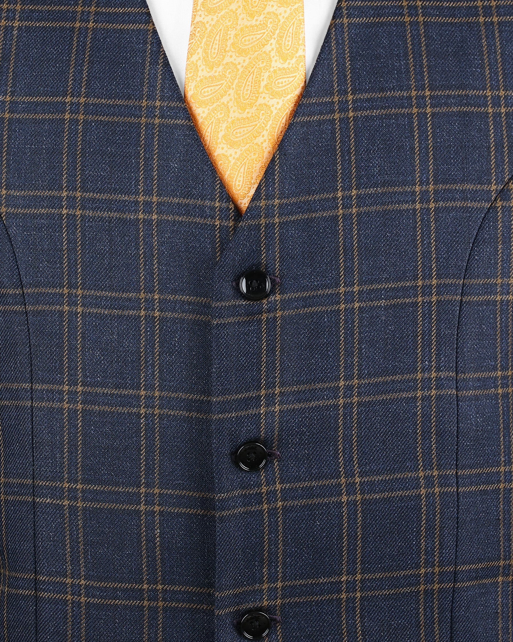 Martinique Blue Wool Rich Windowpane Waistcoat V1191-36, V1191-38, V1191-40, V1191-42, V1191-44, V1191-46, V1191-48, V1191-50, V1191-52, V1191-54, V1191-56, V1191-58, V1191-60