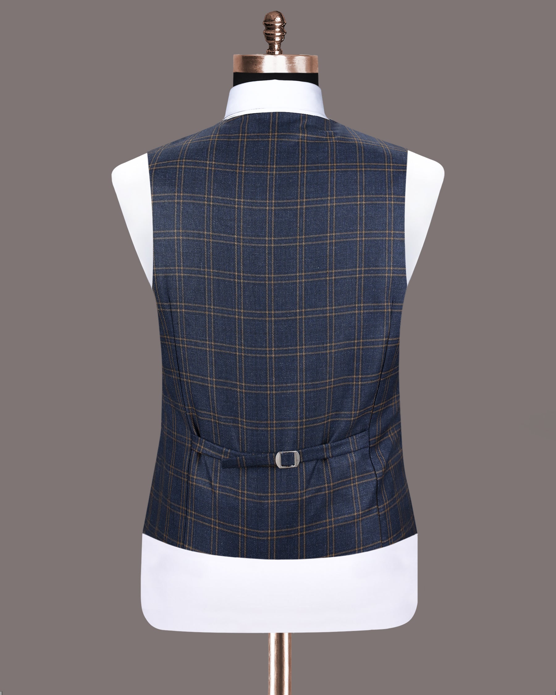 Martinique Blue Wool Rich Windowpane Waistcoat V1191-36, V1191-38, V1191-40, V1191-42, V1191-44, V1191-46, V1191-48, V1191-50, V1191-52, V1191-54, V1191-56, V1191-58, V1191-60