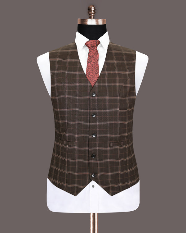 English Walnut Plaid Wool Rich Waistcoat V1195-36, V1195-38, V1195-40, V1195-42, V1195-44, V1195-46, V1195-48, V1195-50, V1195-52, V1195-54, V1195-56, V1195-58, V1195-60