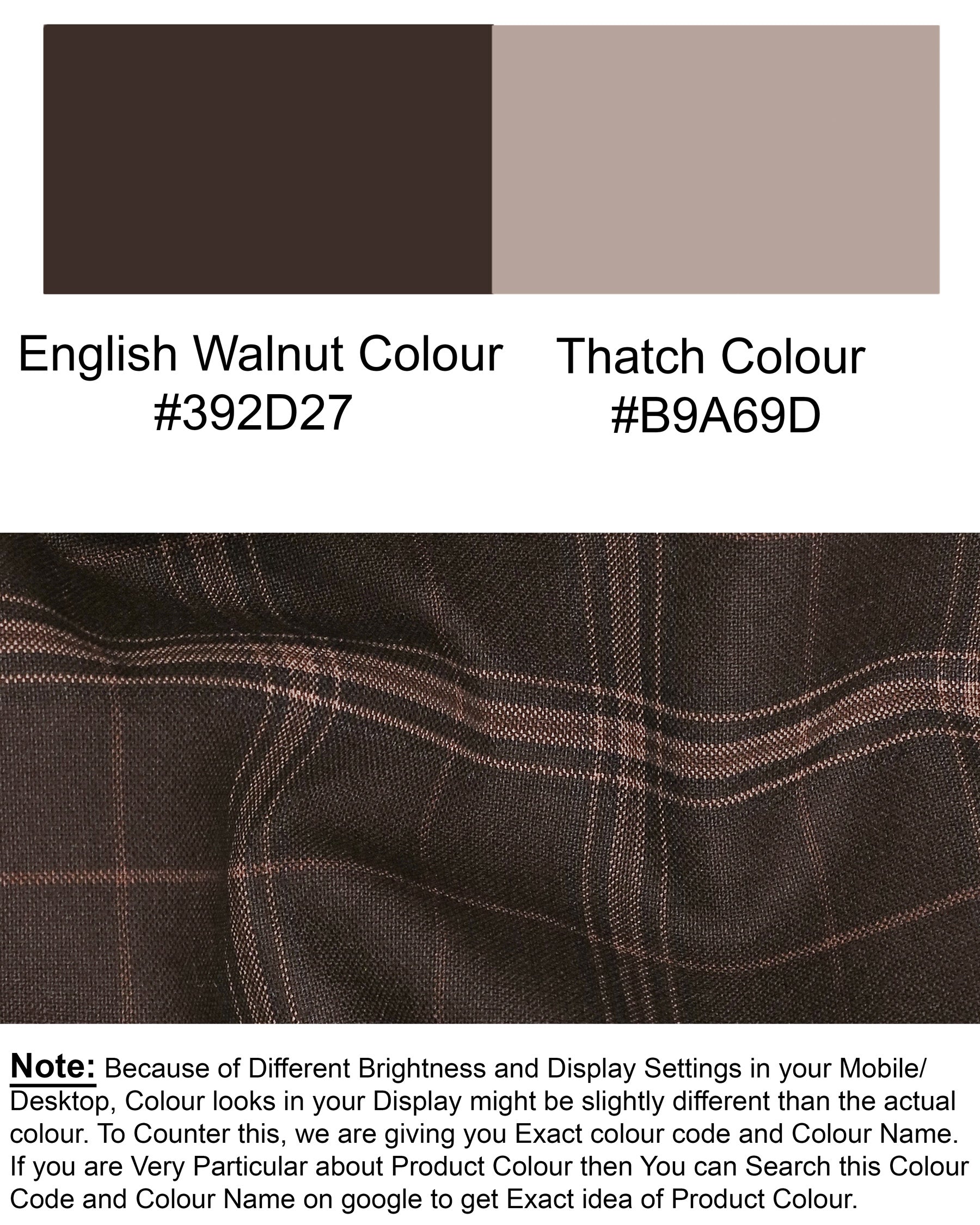 English Walnut Plaid Wool Rich Waistcoat V1195-36, V1195-38, V1195-40, V1195-42, V1195-44, V1195-46, V1195-48, V1195-50, V1195-52, V1195-54, V1195-56, V1195-58, V1195-60