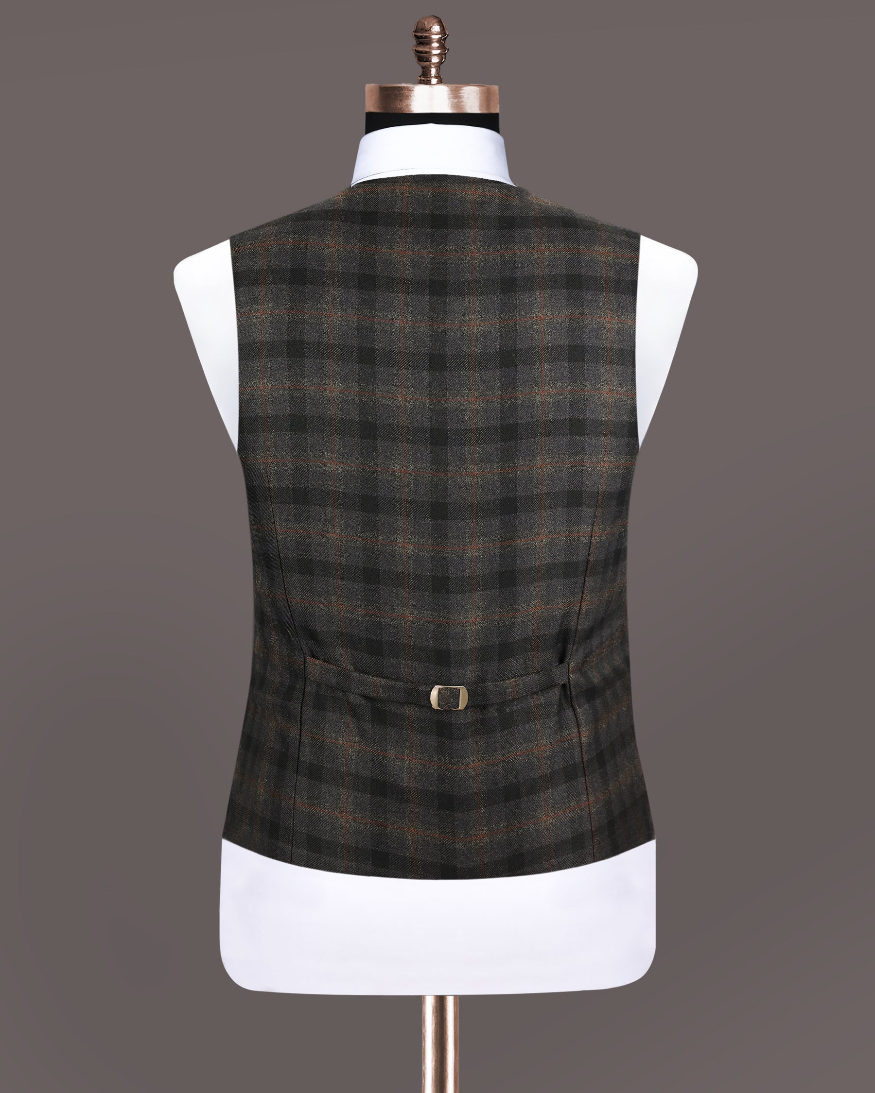 Bunker Black Wool Rich Subtle Plaid Waistcoat V1204-36, V1204-38, V1204-46, V1204-40, V1204-42, V1204-44, V1204-48, V1204-50, V1204-52, V1204-54, V1204-56, V1204-58, V1204-60,