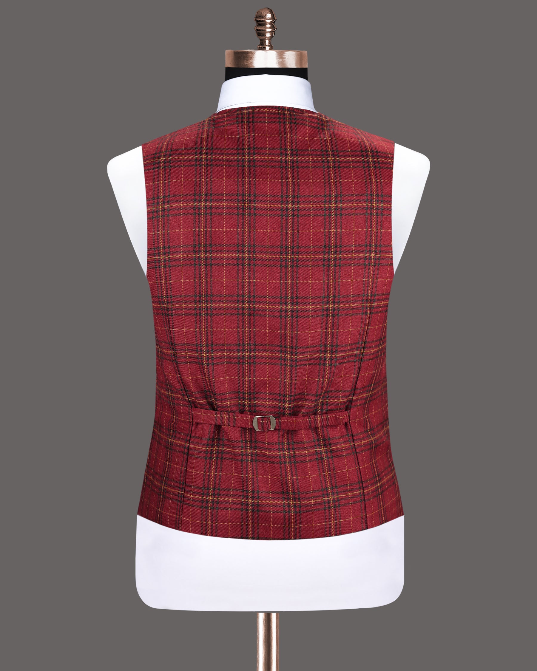 Stiletto Red Plaid Wool Rich Waistcoat V1208-36, V1208-38, V1208-40, V1208-42, V1208-44, V1208-46, V1208-48, V1208-50, V1208-52, V1208-54, V1208-56, V1208-58, V1208-60