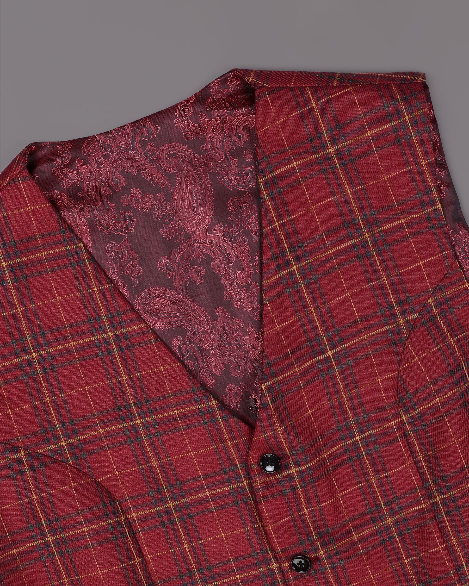 Stiletto Red Plaid Wool Rich Waistcoat V1208-36, V1208-38, V1208-40, V1208-42, V1208-44, V1208-46, V1208-48, V1208-50, V1208-52, V1208-54, V1208-56, V1208-58, V1208-60