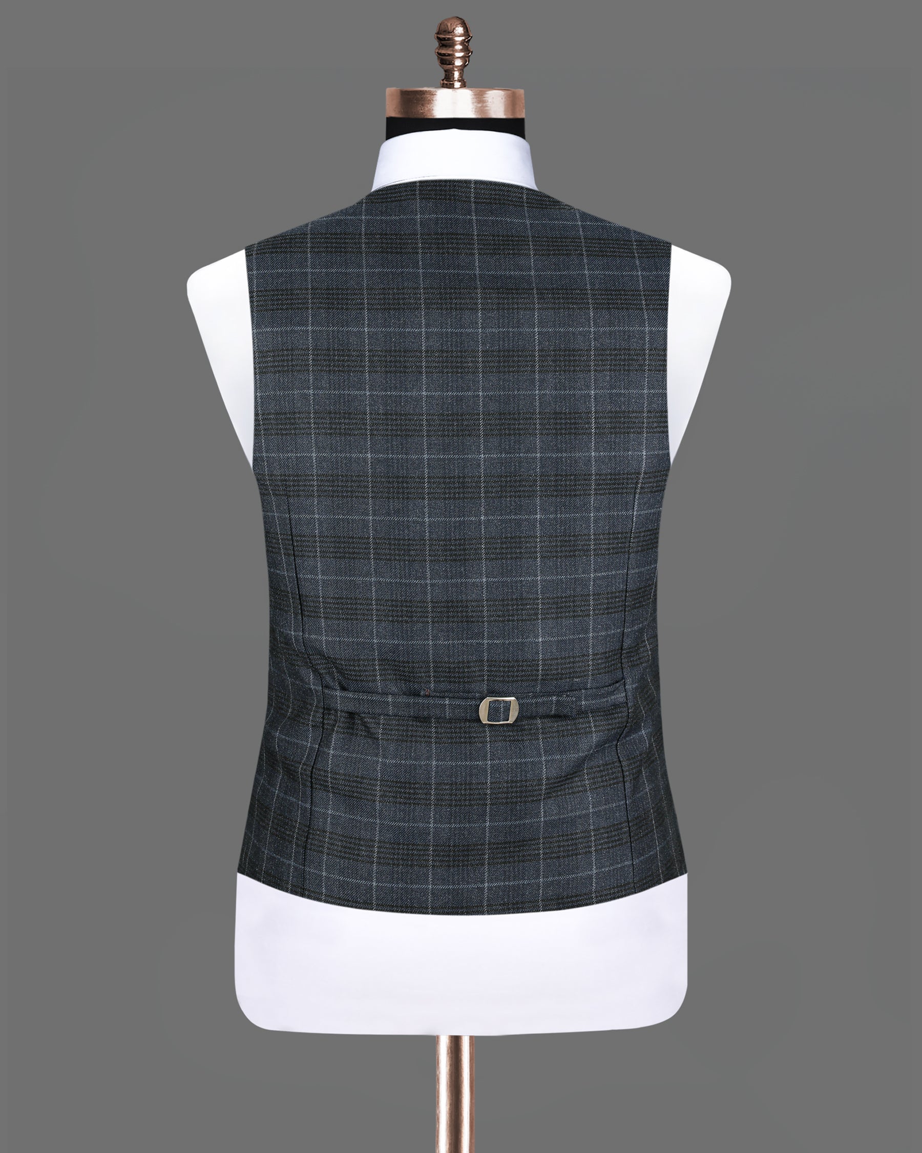 Tuna Blue Checked Luxurious Wool Rich Waistcoat V1210-36, V1210-38, V1210-42, V1210-40, V1210-44, V1210-46, V1210-48, V1210-50, V1210-52, V1210-54, V1210-56, V1210-58, V1210-60