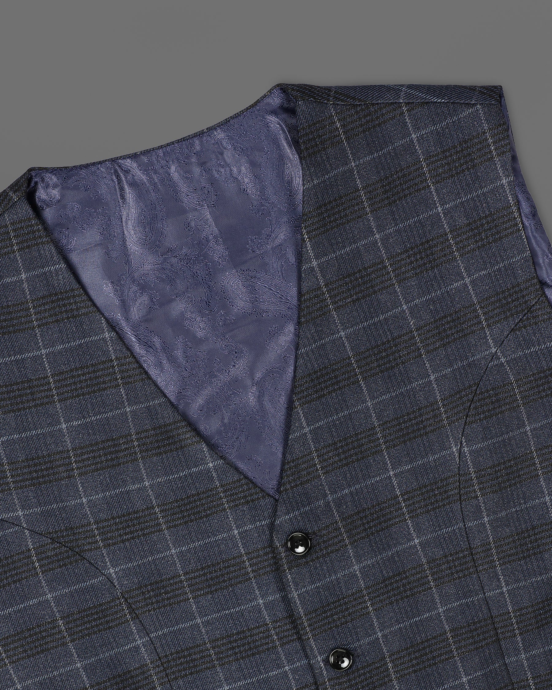 Tuna Blue Checked Luxurious Wool Rich Waistcoat V1210-36, V1210-38, V1210-42, V1210-40, V1210-44, V1210-46, V1210-48, V1210-50, V1210-52, V1210-54, V1210-56, V1210-58, V1210-60