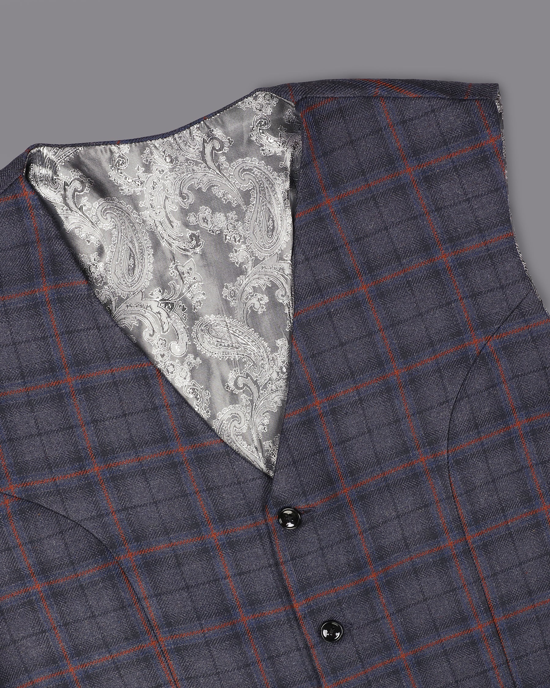 Ninja Grey Windowpane Wool Rich Waistcoat V1211-36, V1211-38, V1211-40, V1211-42, V1211-54, V1211-48, V1211-50, V1211-52, V1211-56, V1211-44, V1211-46, V1211-58, V1211-60