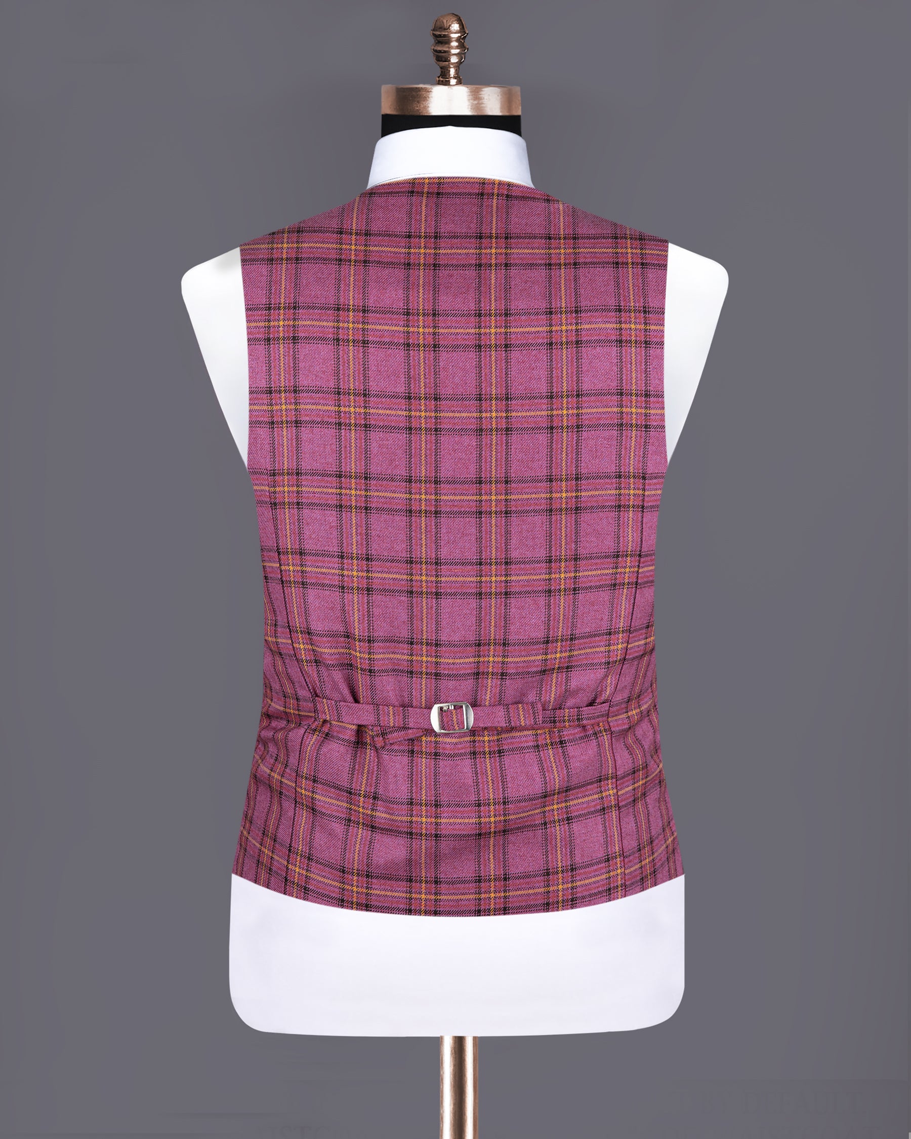 Strikemaster Pink Wool Rich Checked Waistcoat V1212-36, V1212-38, V1212-40, V1212-42, V1212-46, V1212-48, V1212-54, V1212-56, V1212-58, V1212-60, V1212-50, V1212-52, V1212-44