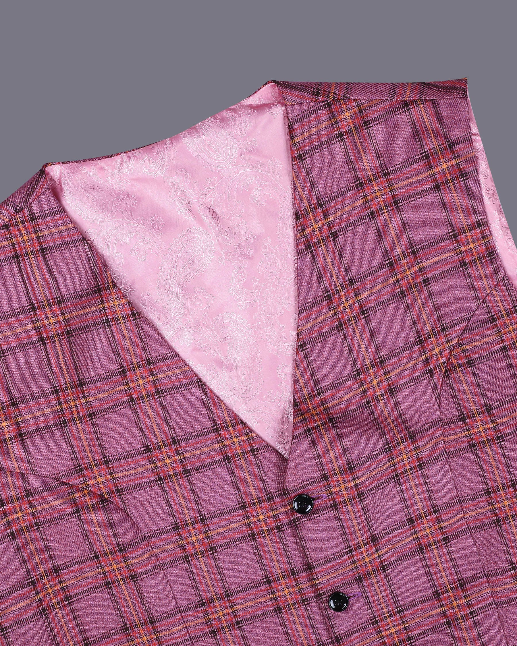 Strikemaster Pink Wool Rich Checked Waistcoat V1212-36, V1212-38, V1212-40, V1212-42, V1212-46, V1212-48, V1212-54, V1212-56, V1212-58, V1212-60, V1212-50, V1212-52, V1212-44