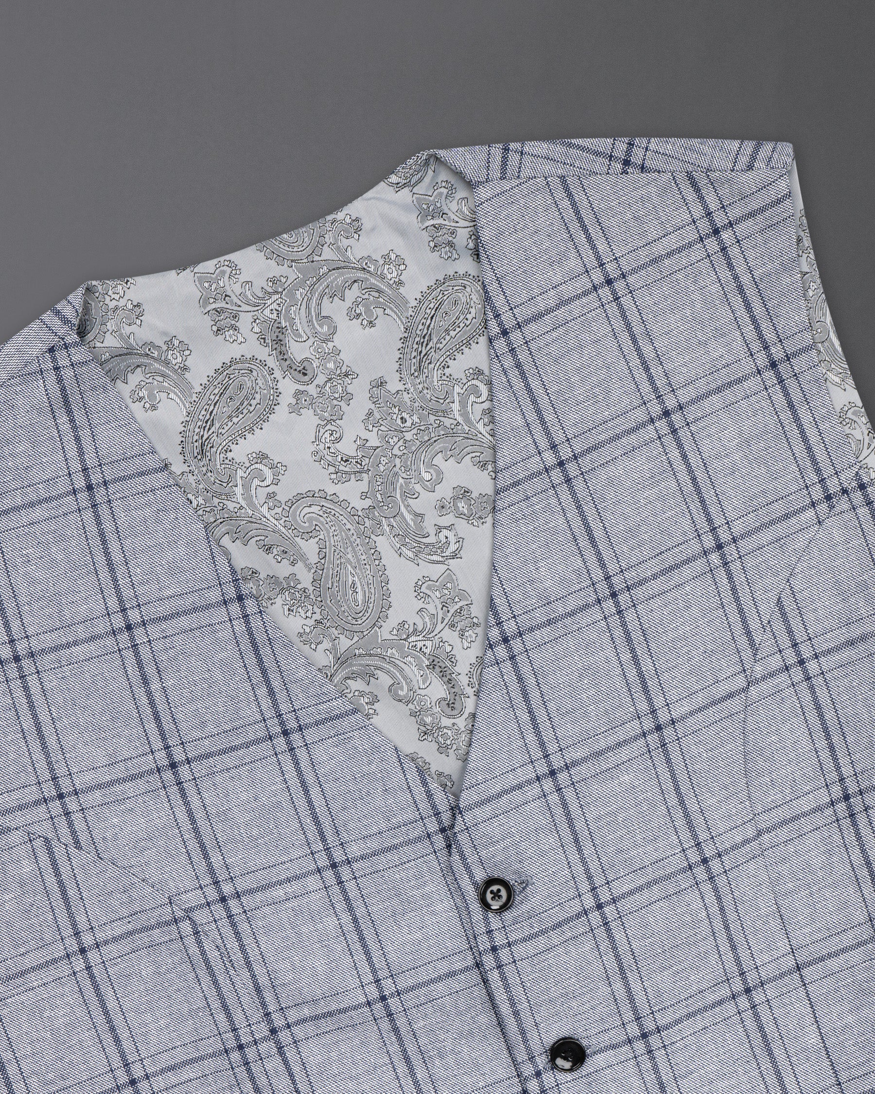 Gallery Gray Windowpane Premium Cotton Waistcoat V1221-36, V1221-38, V1221-40, V1221-42, V1221-44, V1221-46, V1221-48, V1221-50, V1221-52, V1221-54, V1221-56, V1221-58, V1221-60