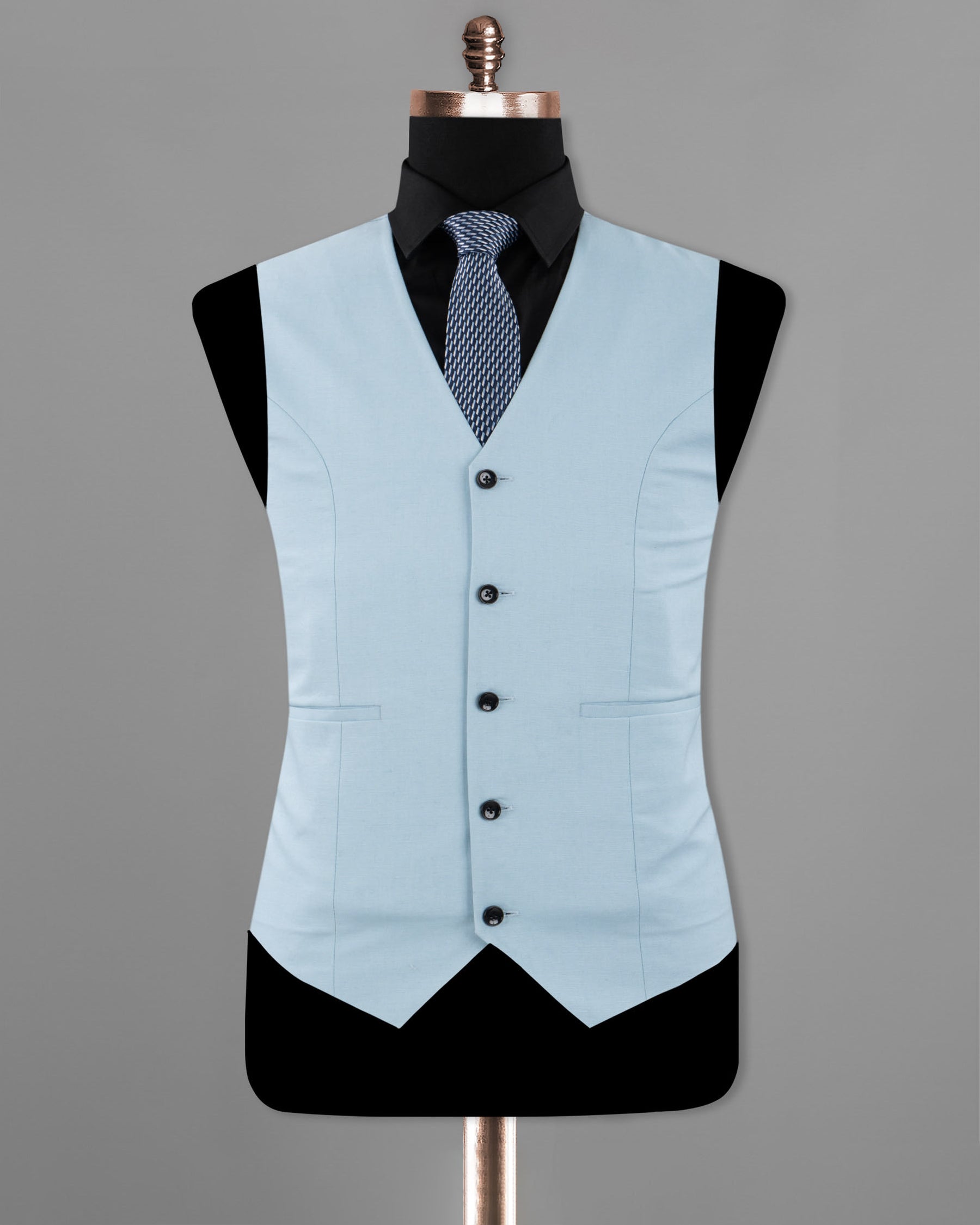 Ziggurat Light Blue Luxurious Linen Waistcoat V1222-36, V1222-38, V1222-44, V1222-50, V1222-60, V1222-40, V1222-42, V1222-46, V1222-48, V1222-52, V1222-54, V1222-56, V1222-58, V1222-60