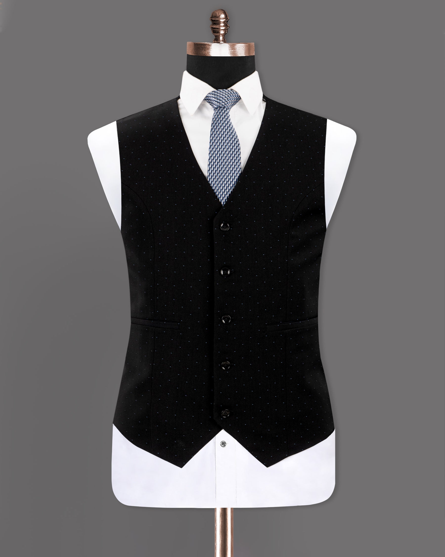 Jade Black with Havelock Blue Wool Rich Waistcoat V1225-54, V1225-56, V1225-58, V1225-36, V1225-38, V1225-40, V1225-42, V1225-44, V1225-46, V1225-48, V1225-50, V1225-52, V1225-60