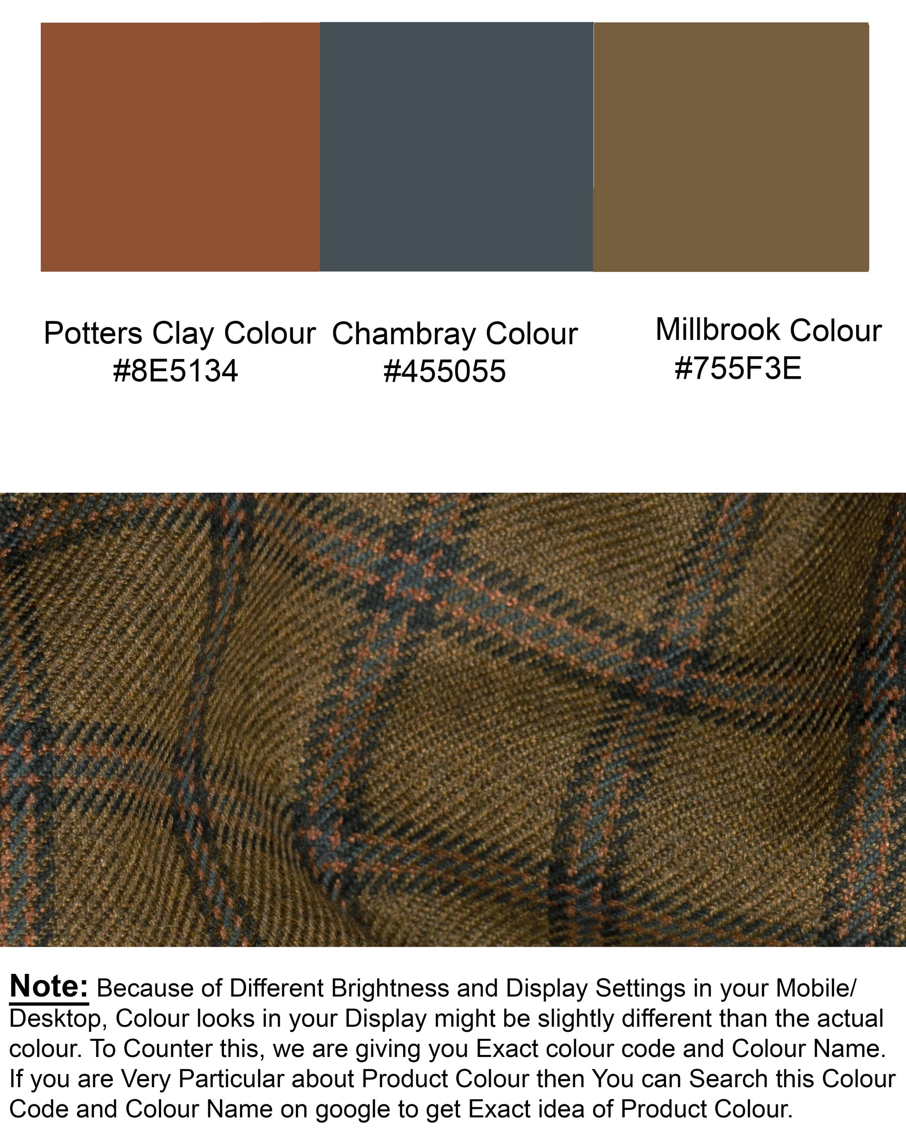 Milbrook Brown Plaid Wool Rich Waistcoat V1228-42, V1228-44, V1228-46, V1228-50, V1228-54, V1228-48, V1228-52, V1228-56, V1228-58, V1228-60, V1228-36, V1228-38, V1228-40