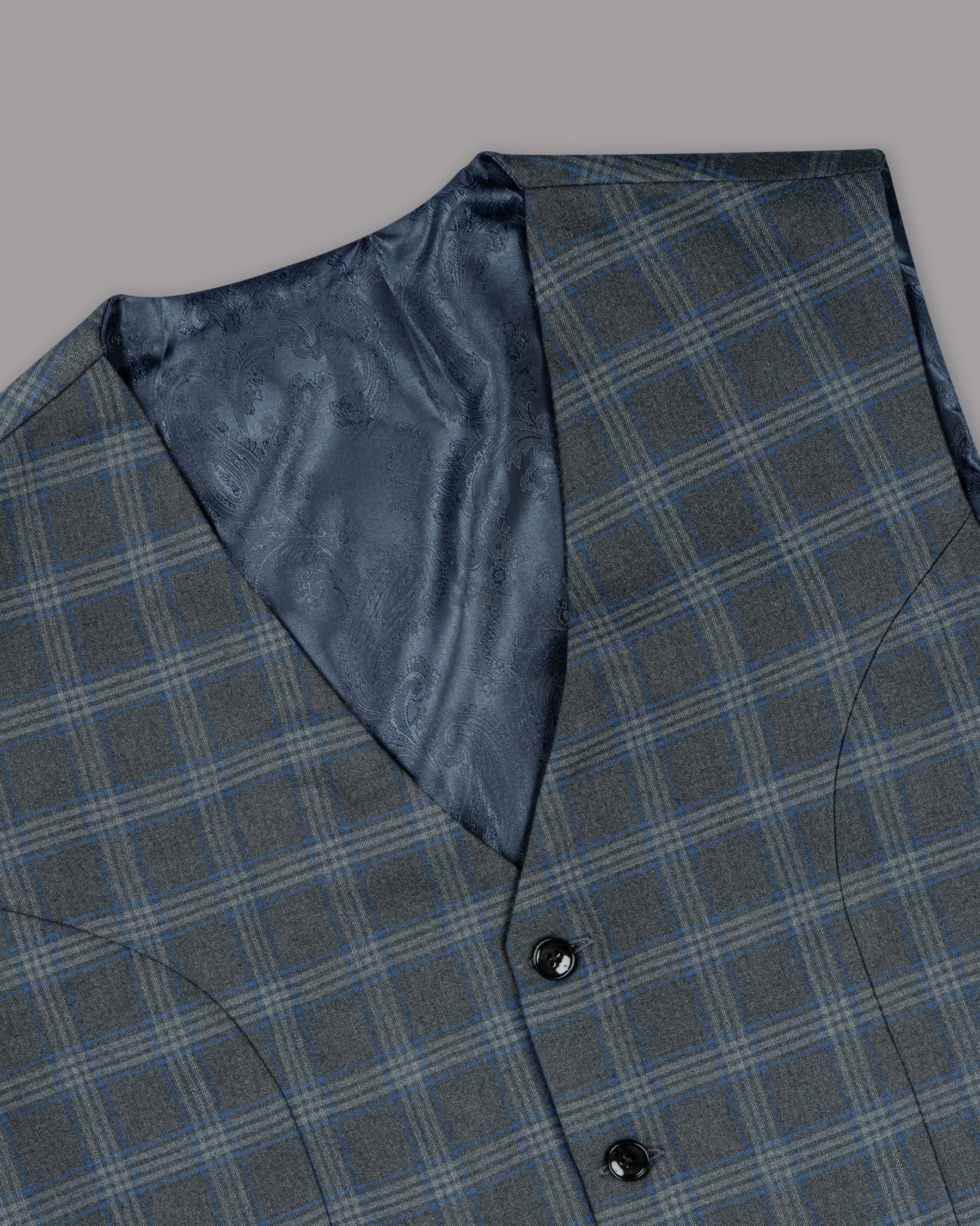 Scarpa Flow Gray Windowpane Wool Rich Waistcoat V1231-36, V1231-38, V1231-40, V1231-42, V1231-44, V1231-46, V1231-48, V1231-50, V1231-52, V1231-54, V1231-56, V1231-58, V1231-60